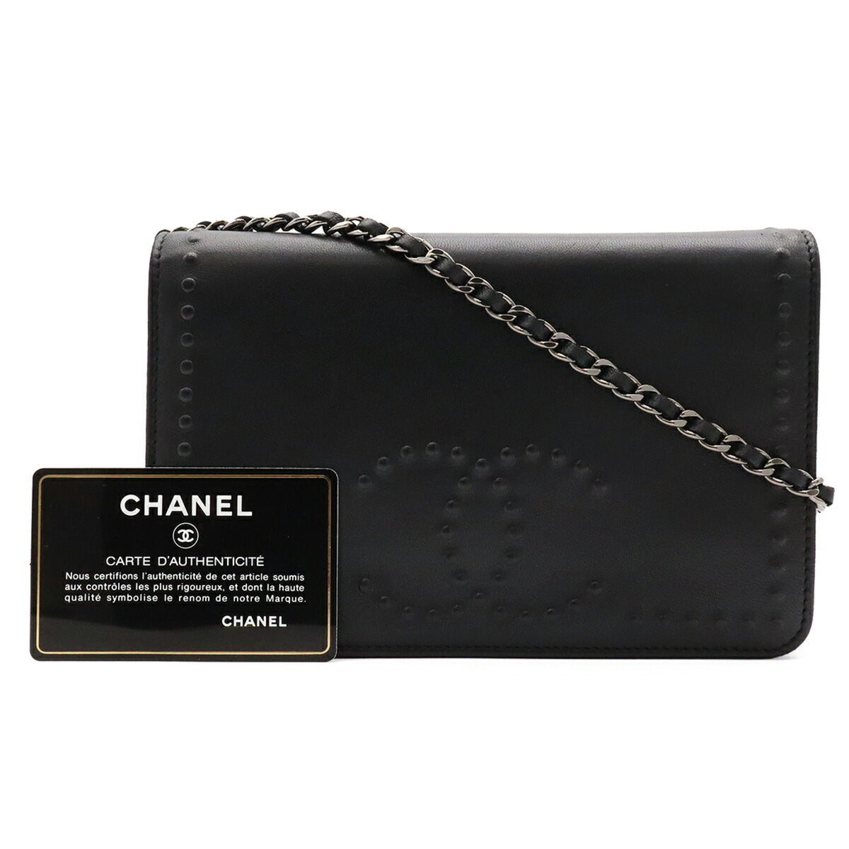 Chanel Black Leather Chain/Shoulder Wallet (Pre-Owned)