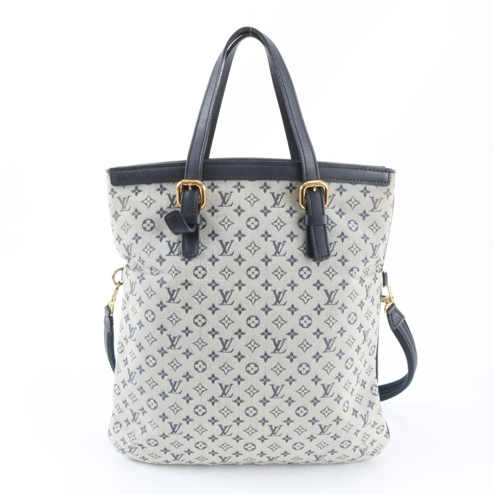 Louis Vuitton Blue Leather Canvas Shoulder Bag Tote Bag (Pre-Owned)