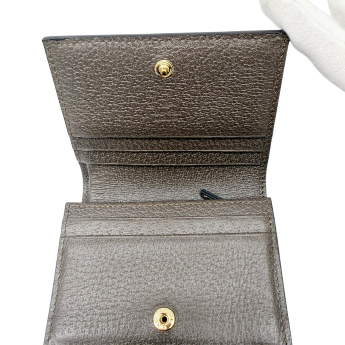 Gucci Beige Brown Leather Gg Canvas Wallet (Bi-Fold) (Pre-Owned)