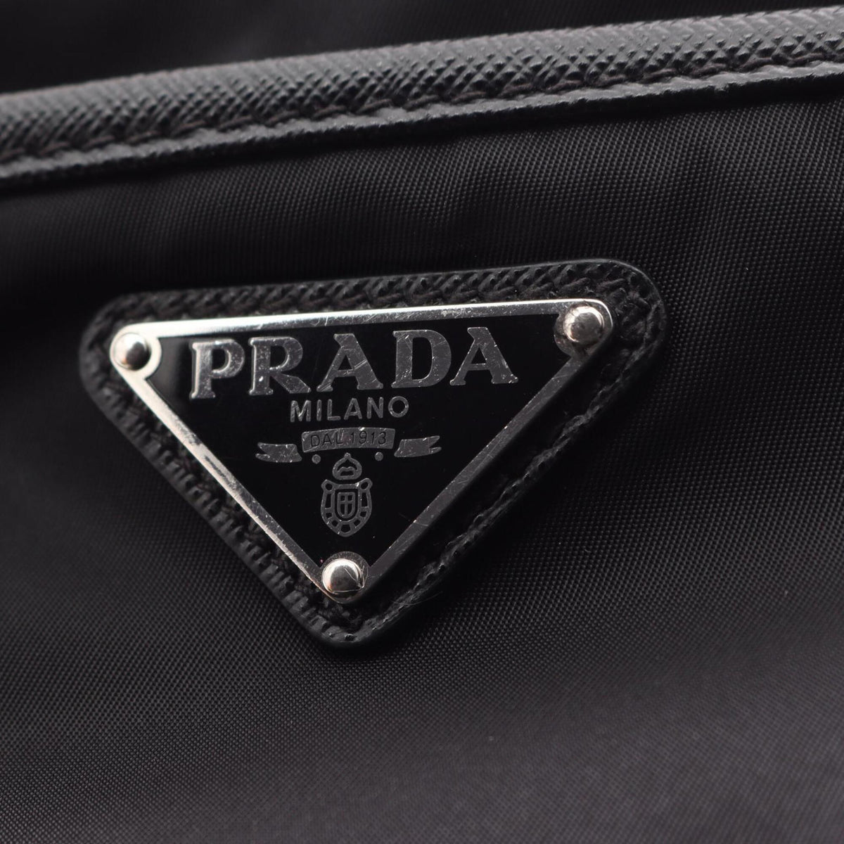Prada Black Nylon Leather Handbag Shoulder Bag (Pre-Owned)