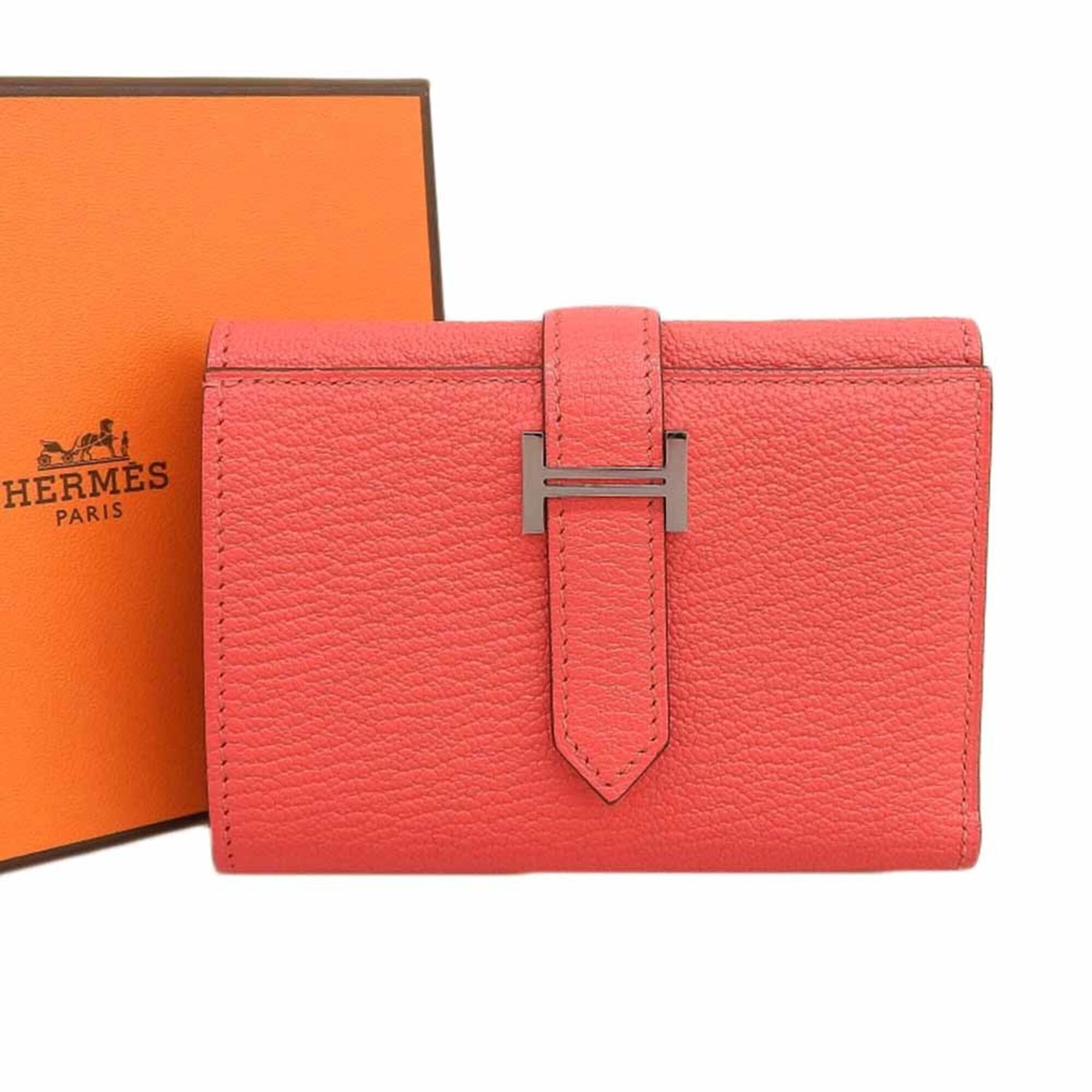 Hermes Pink Chevre Myzore Leather Wallet (Tri-Fold) (Pre-Owned)