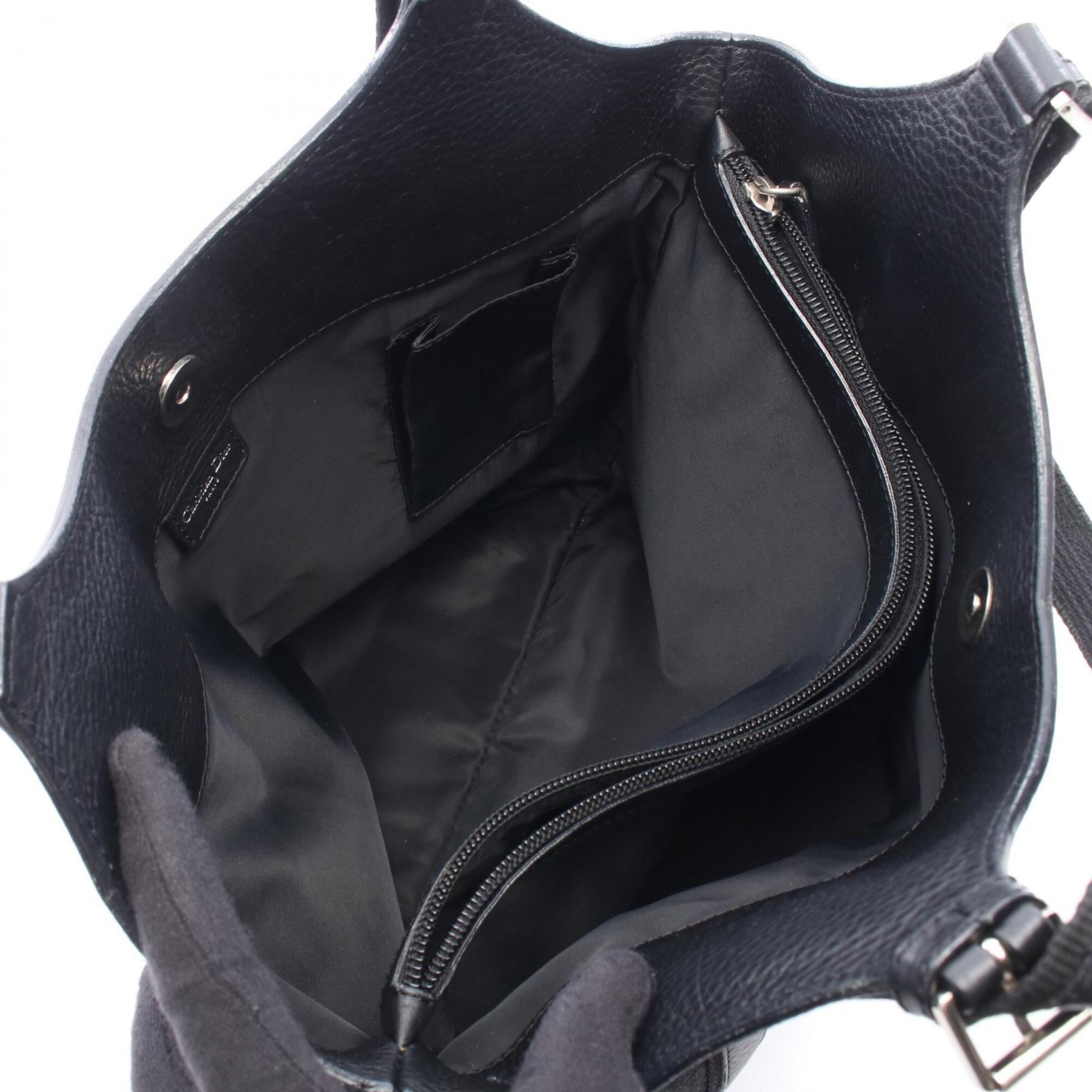 Christian Dior Black Canvas Leather Handbag Tote Bag (Pre-Owned)