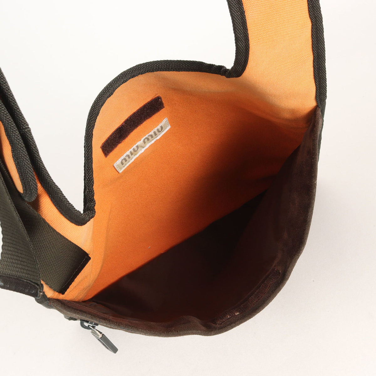 Miu Miu Brown Orange Canvas Suede Sling Bag (Pre-Owned)