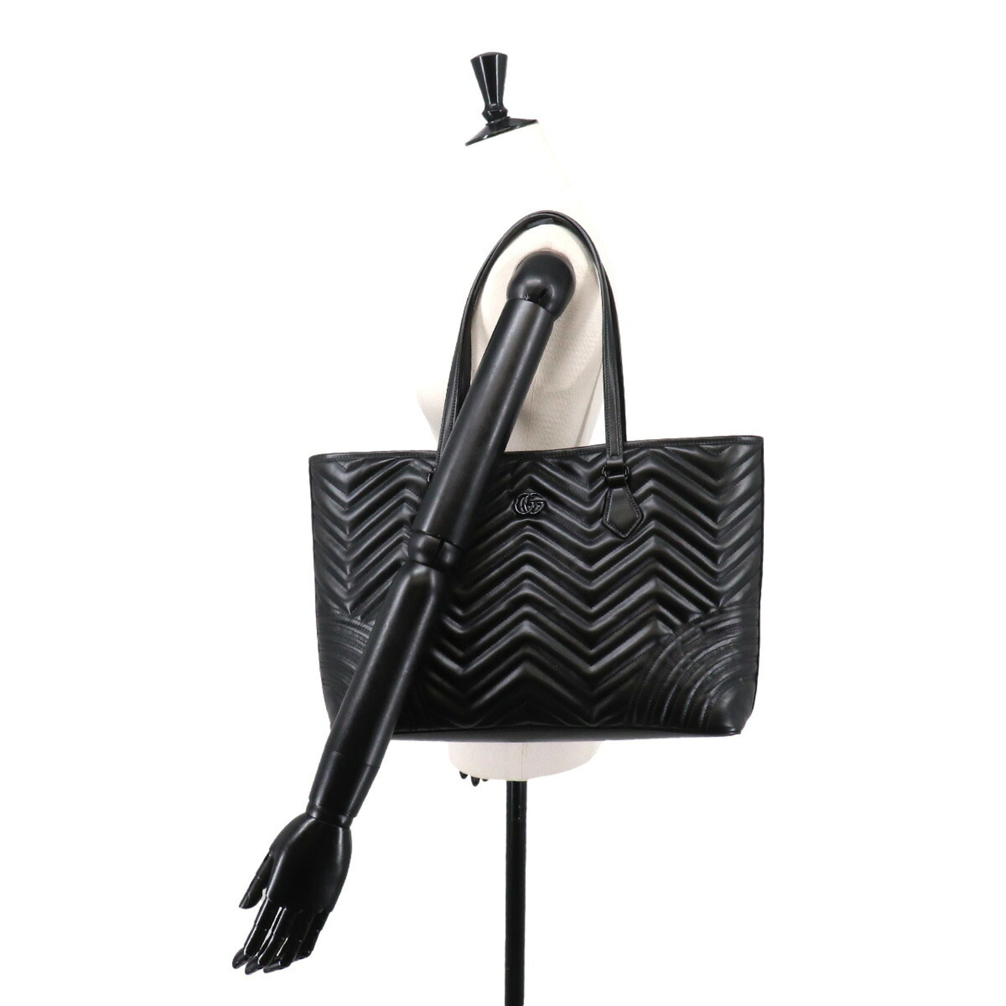 Gucci Gg Marmont Black Leather Tote Bag (Pre-Owned)