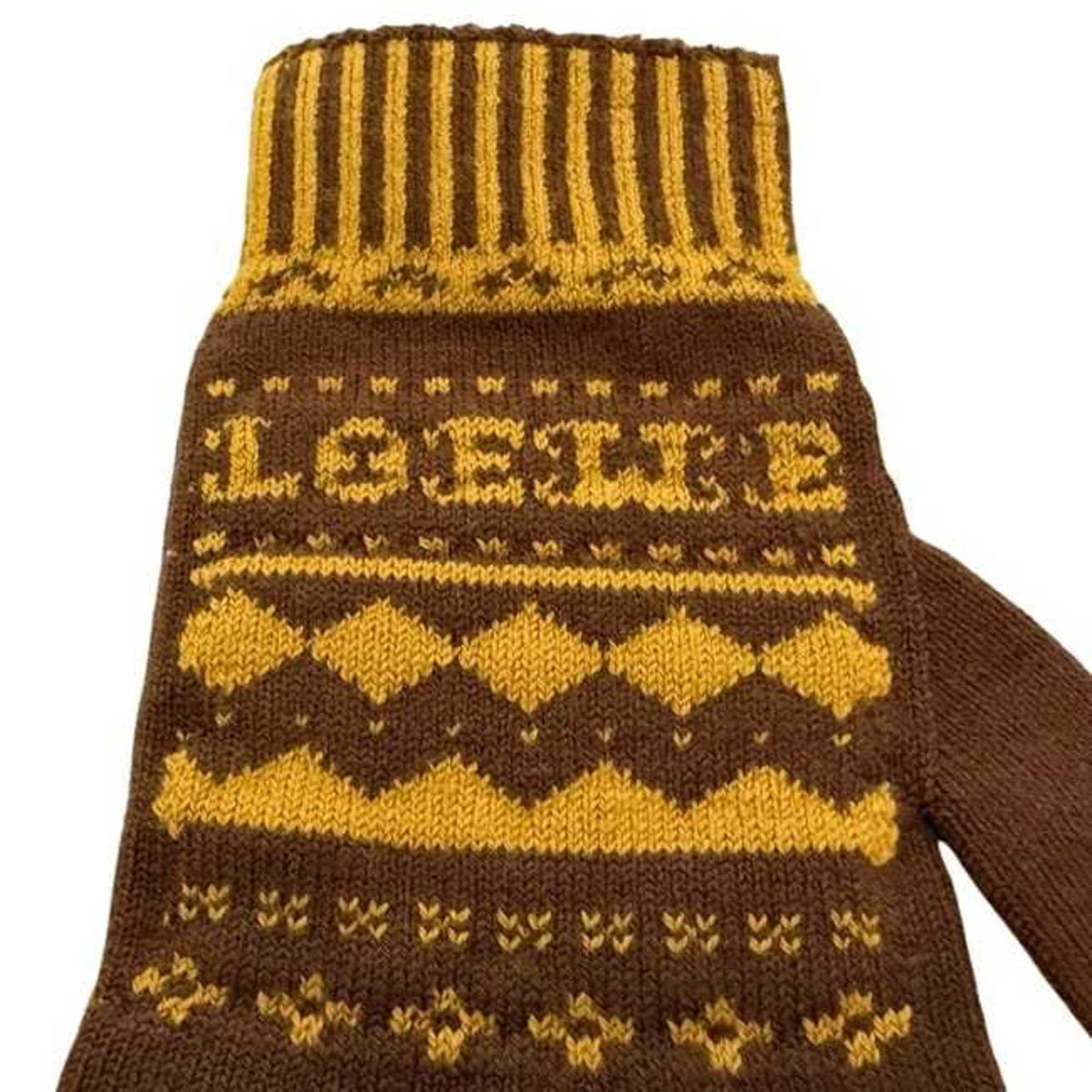 Loewe Brown Yellow Wool Nylon Polyester Short Gloves (Pre-Owned)