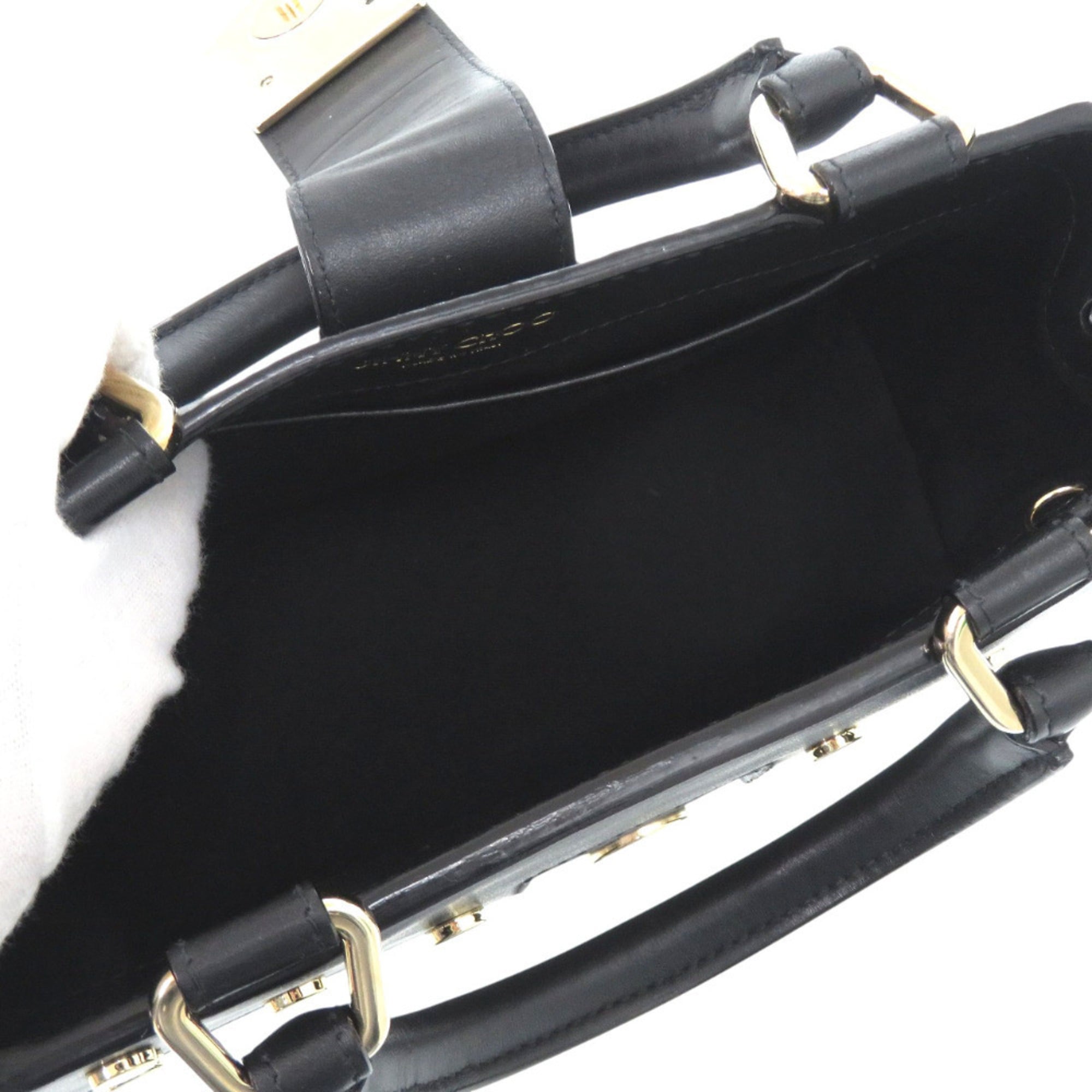 Jimmy Choo Black Leather Handbag Shoulder Bag (Pre-Owned)