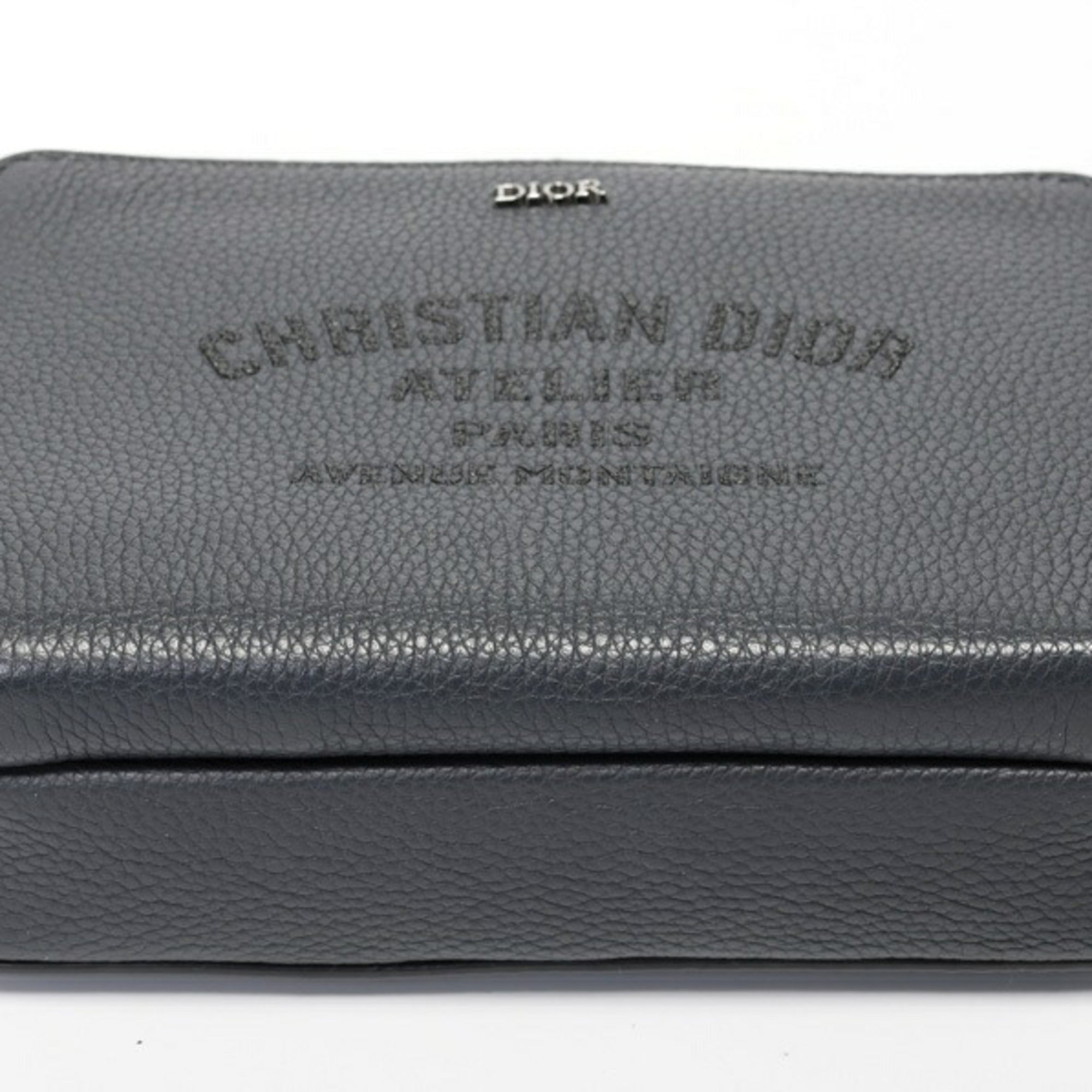 Christian Dior Gray Leather Fanny Pack Pouch (Pre-Owned)
