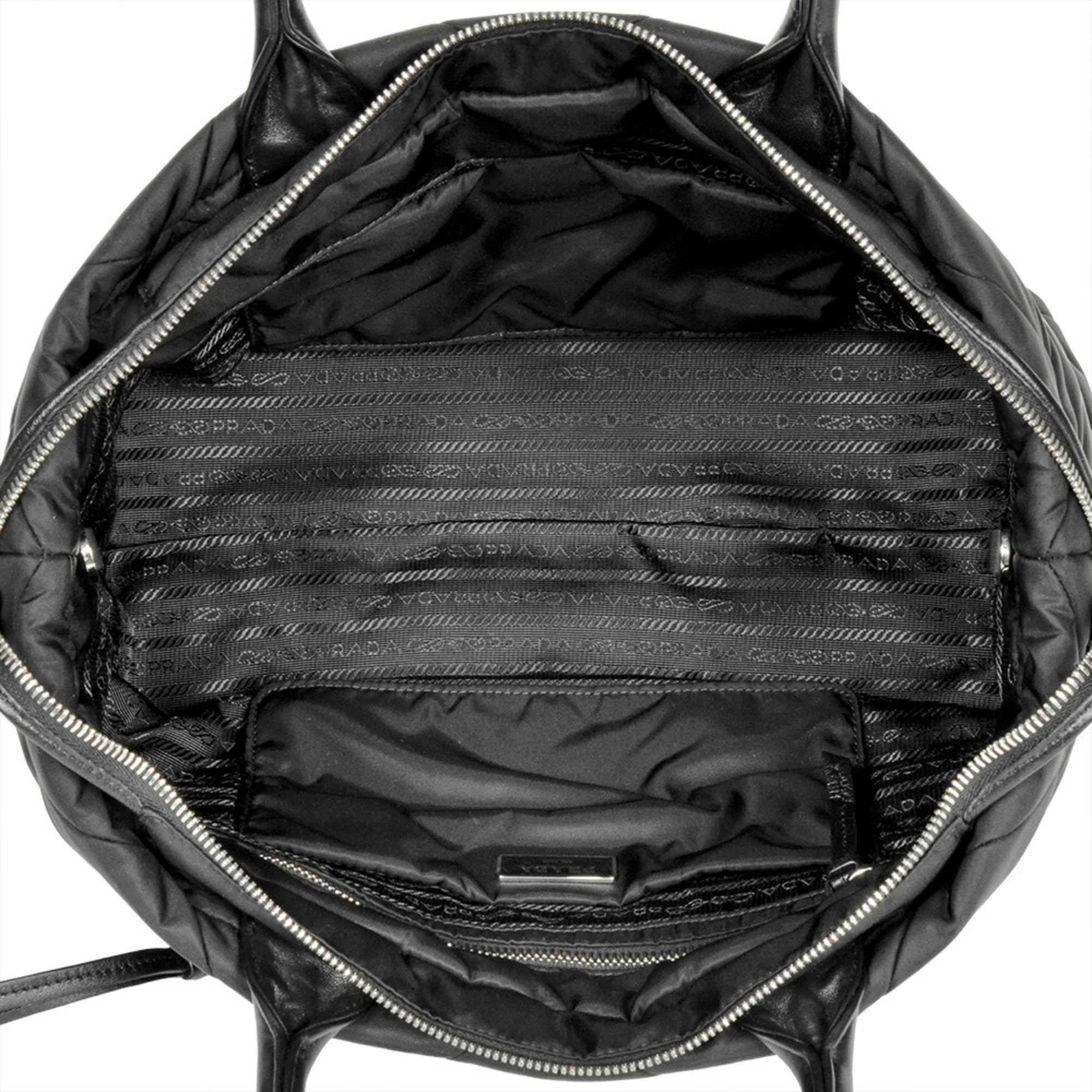 Prada Black Nylon Nappa Leather Leather Tote Bag (Pre-Owned)