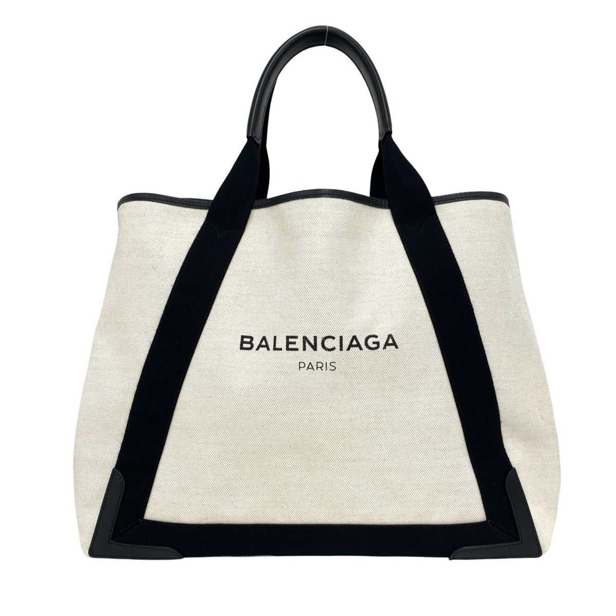 Balenciaga Black White Canvas Leather Pouch Shoulder Bag Tote Bag (Pre-Owned)