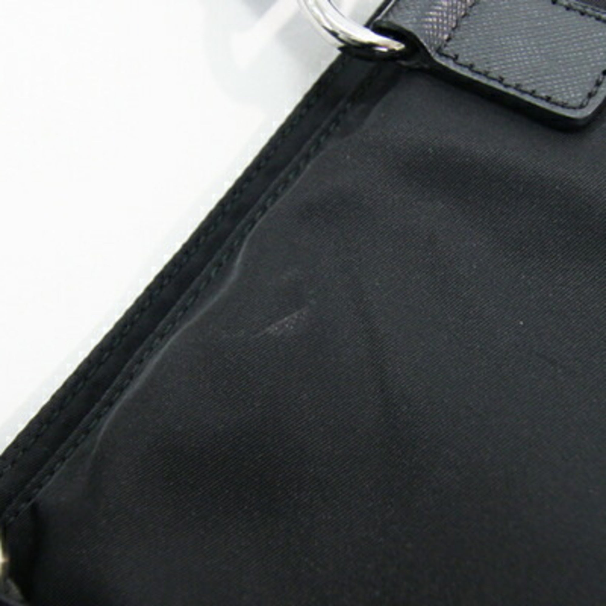 Prada Black Nero Nylon Leather Handbag Shoulder Bag (Pre-Owned)