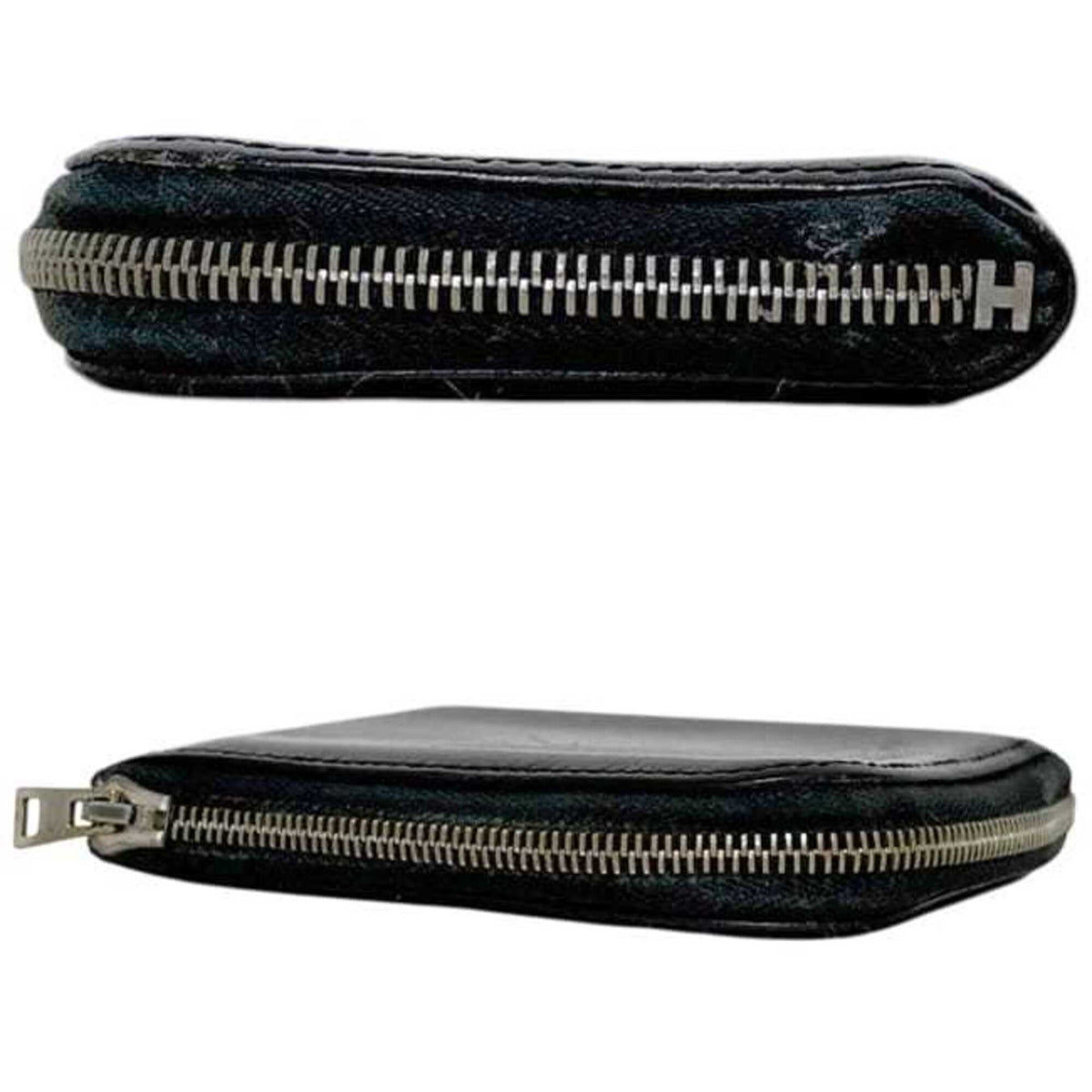 Hermes Black Box Calf Leather Coin Purse/Coin Case (Pre-Owned)