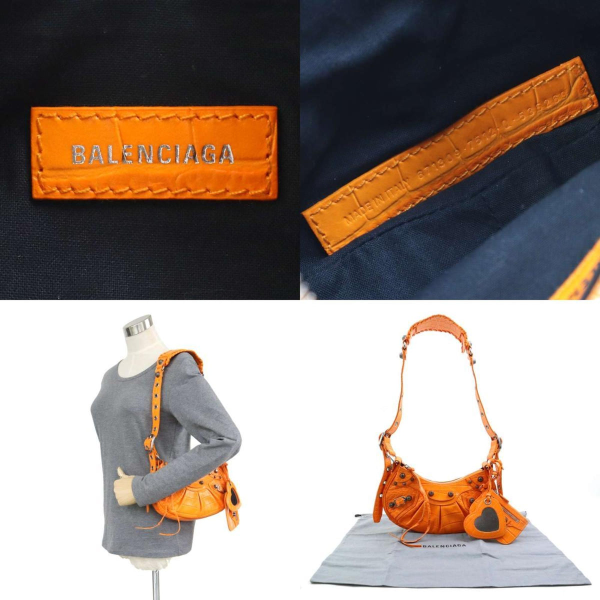 Balenciaga Orange Leather Pouch Shoulder Bag (Pre-Owned)
