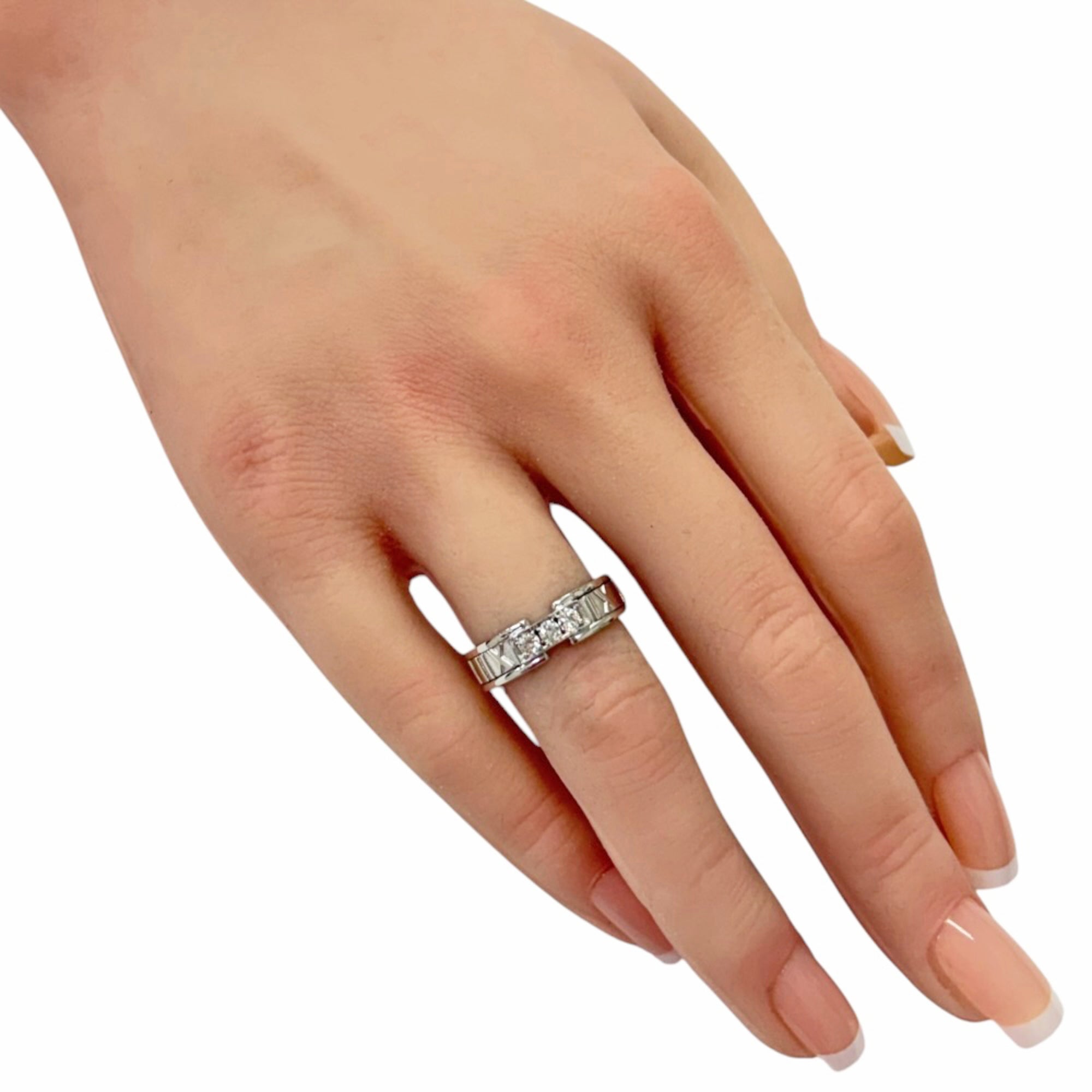 Tiffany Atlas Silver White Gold (18K) Band Ring (Pre-Owned)