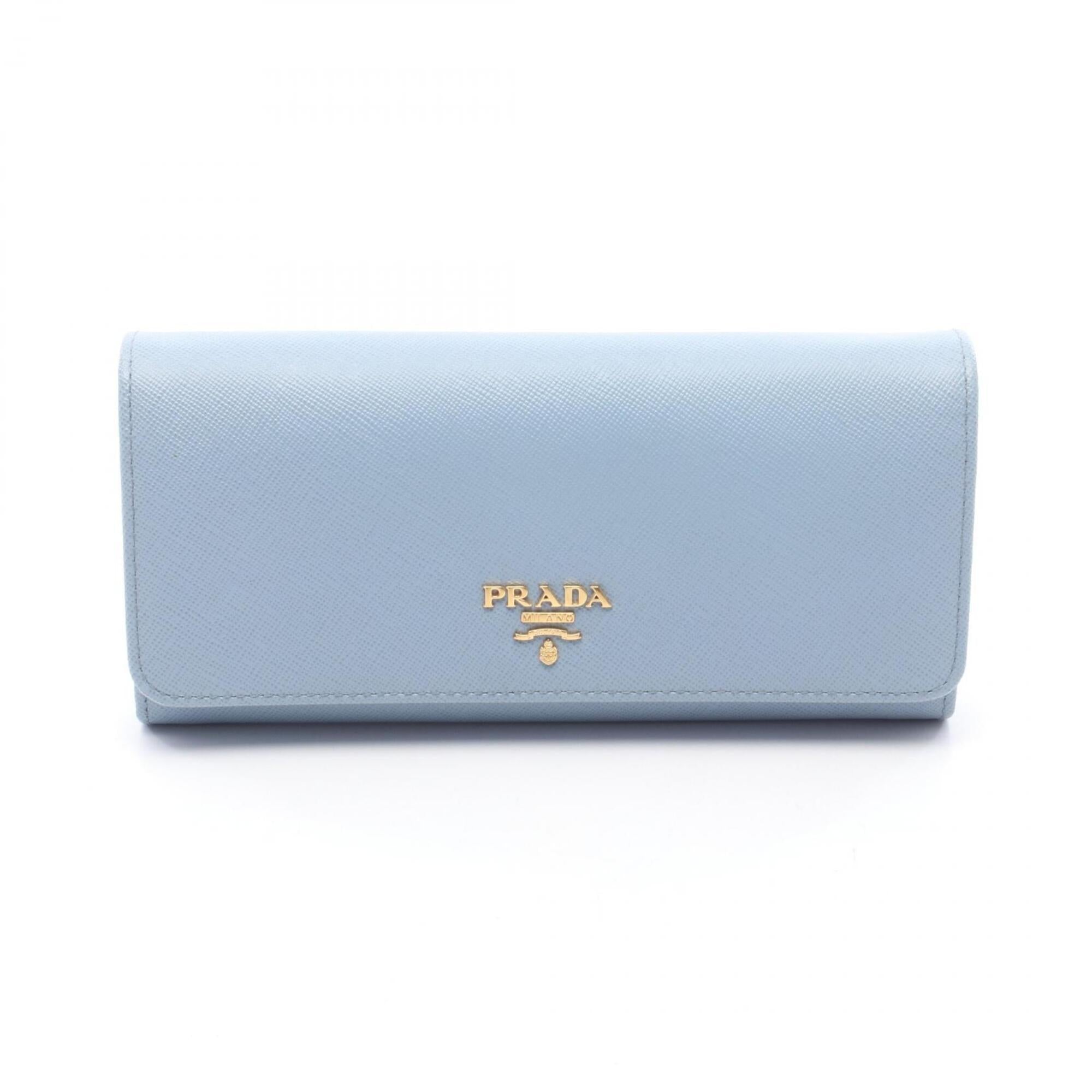 Prada Blue Leather Long Wallet (Bi-Fold) (Pre-Owned)