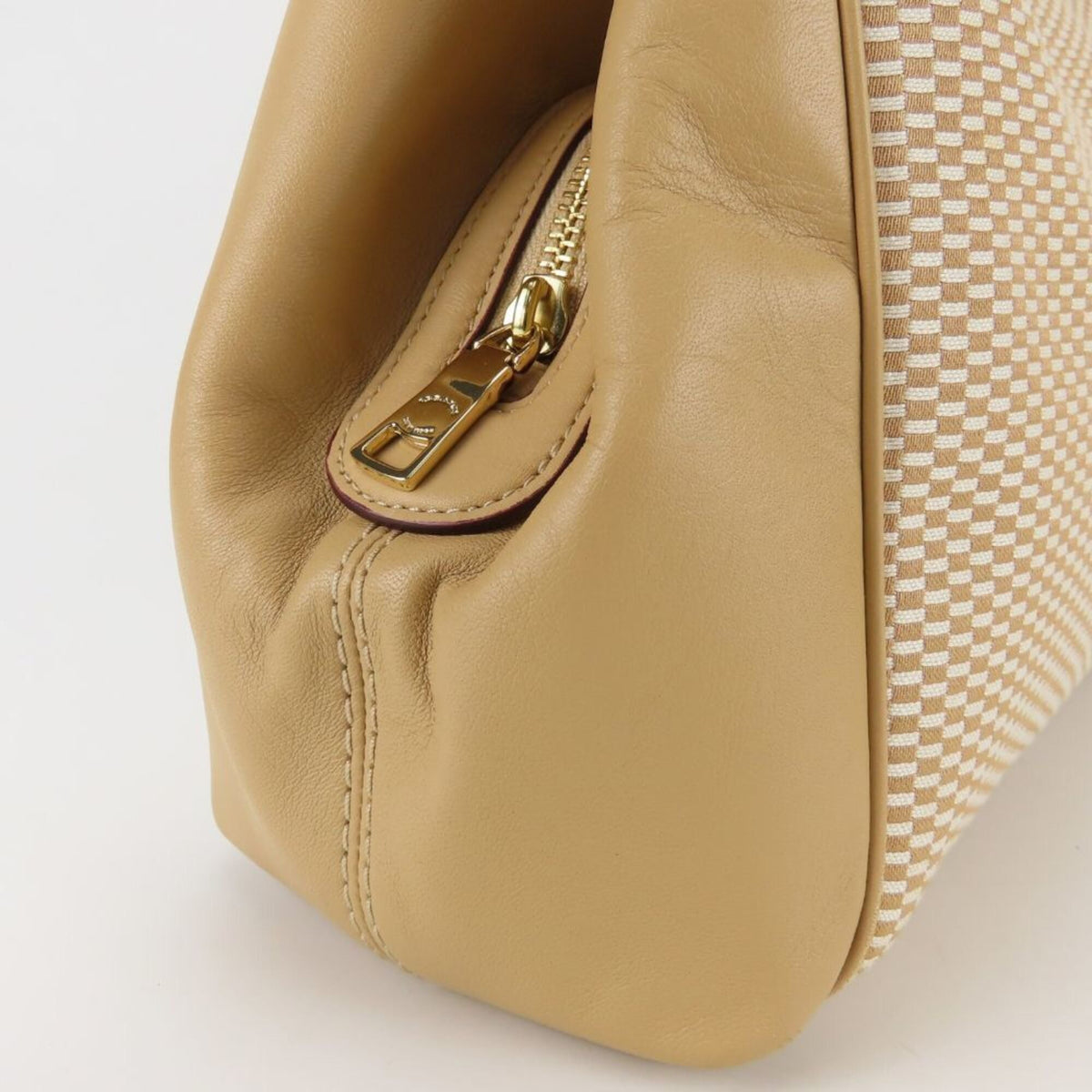 Coach Beige Ivory Canvas Leather Tote Bag (Pre-Owned)