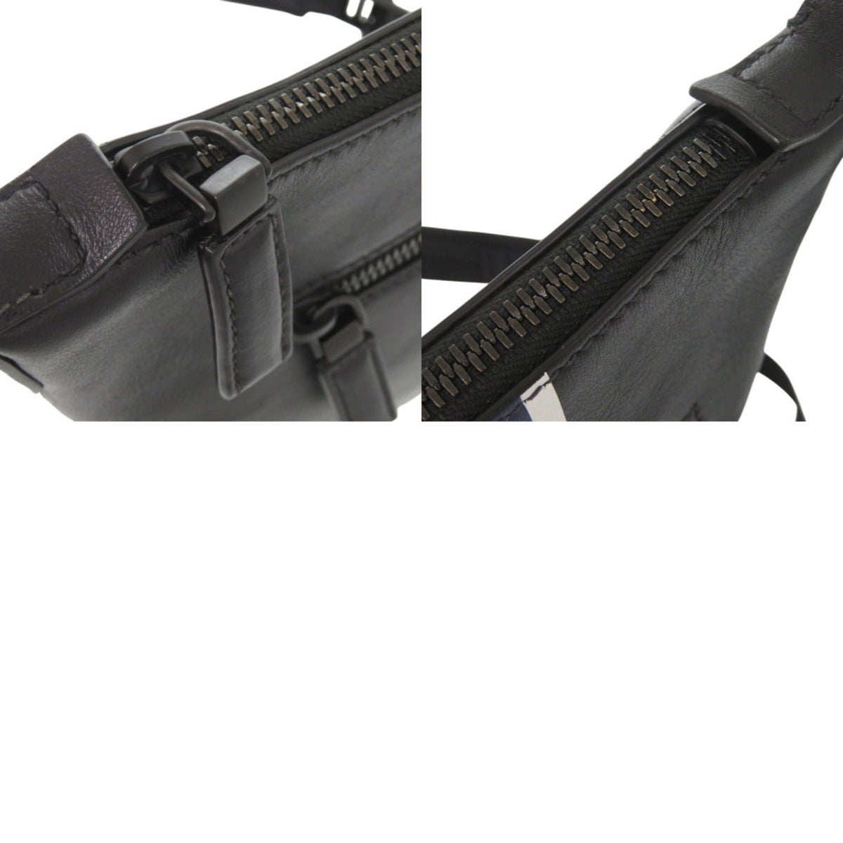 Prada Black Blue Leather Shoulder Bag (Pre-Owned)