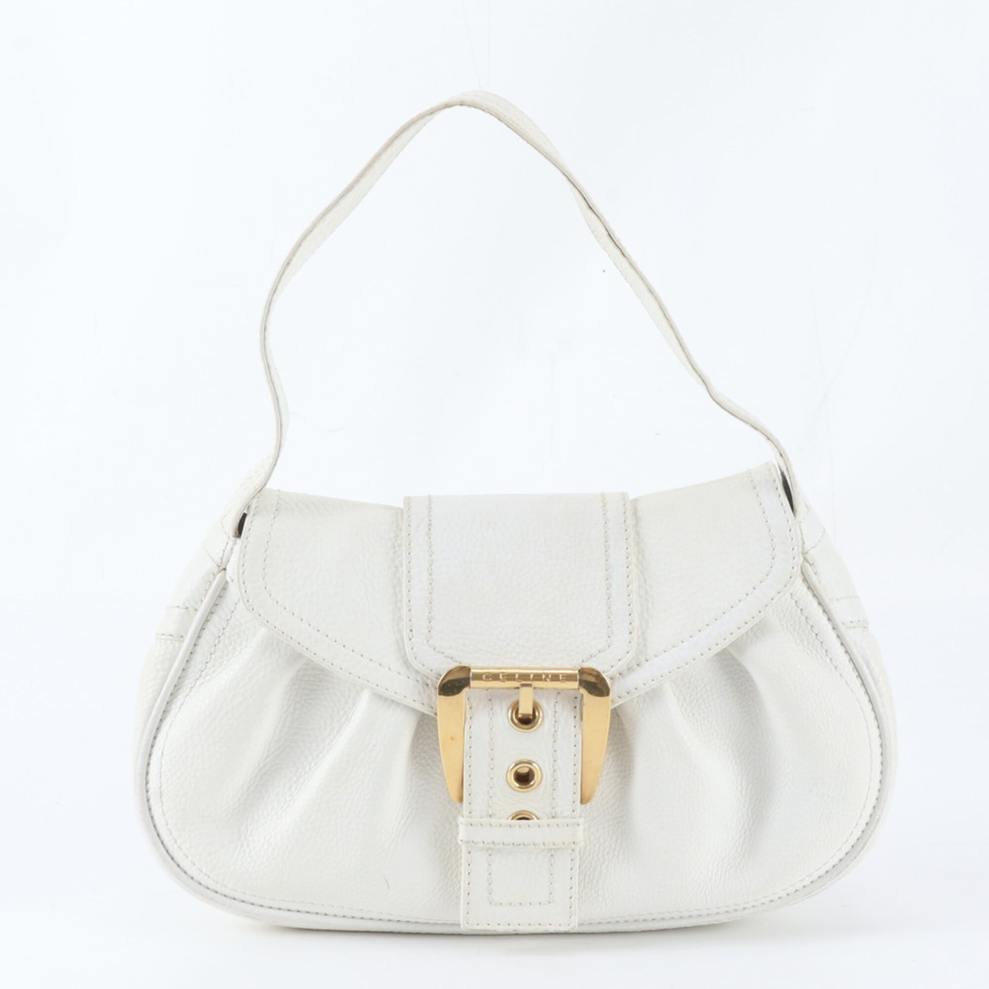 Celine White Leather Handbag Shoulder Bag (Pre-Owned)