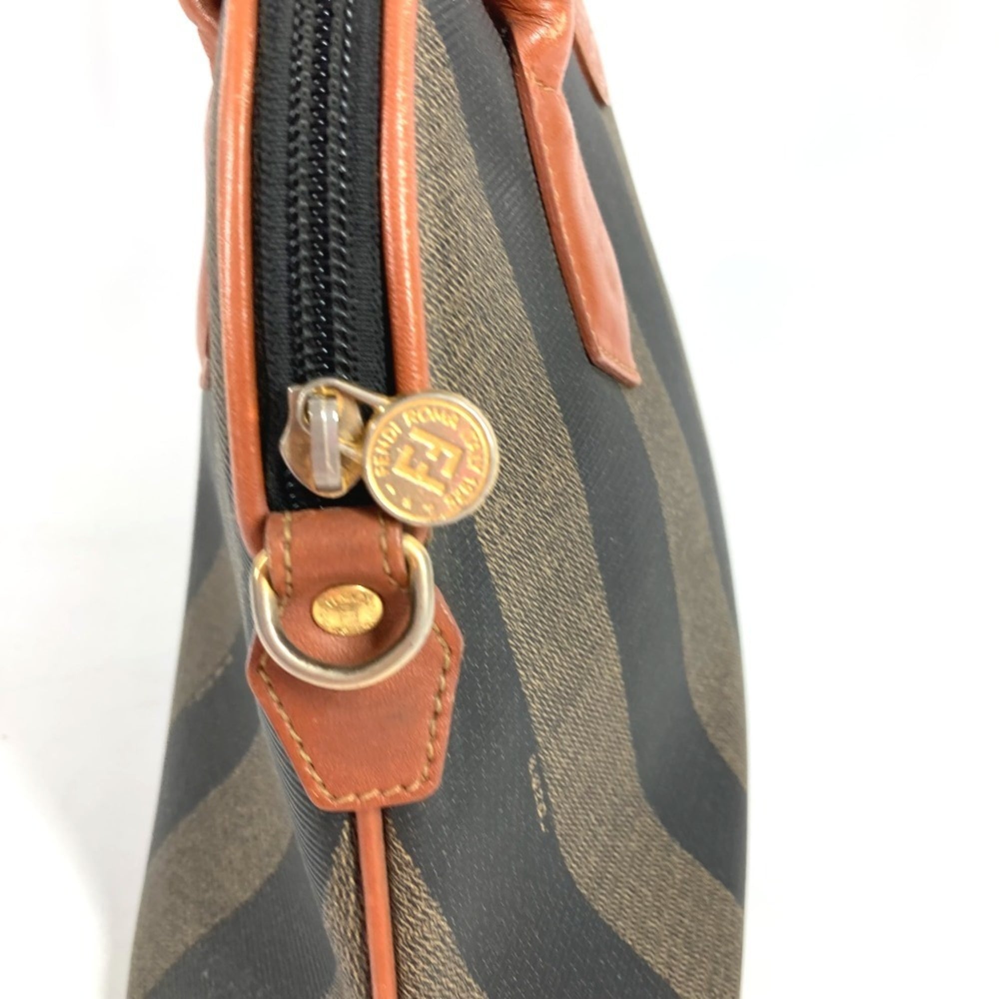 Fendi Brown Khaki Pvc Leather Handbag Tote Bag (Pre-Owned)