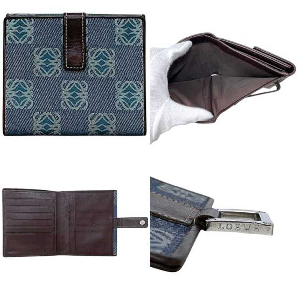 Loewe Blue Brown Canvas Leather Wallet (Bi-Fold) (Pre-Owned)
