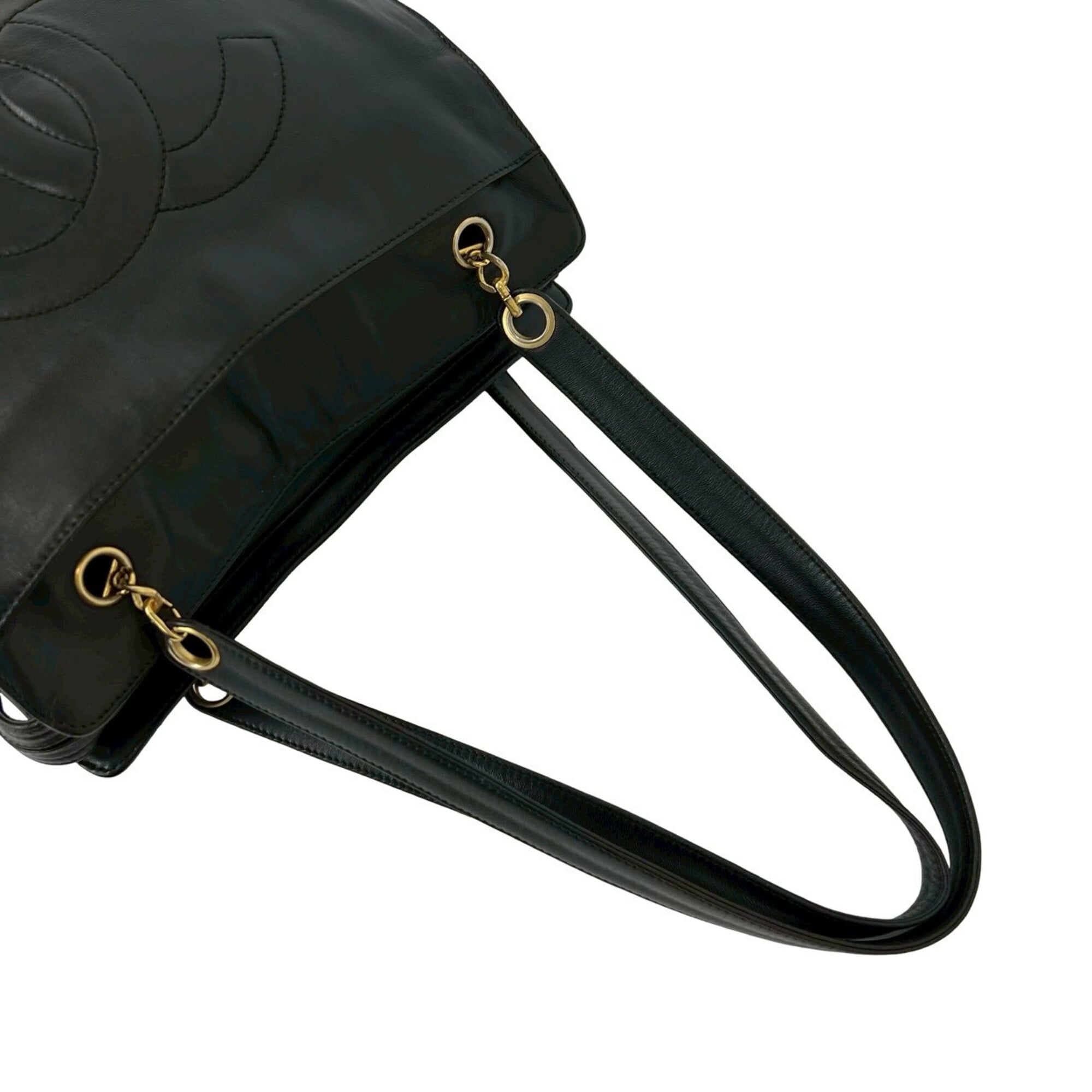 Chanel Black Leather Shoulder Bag Tote Bag (Pre-Owned)