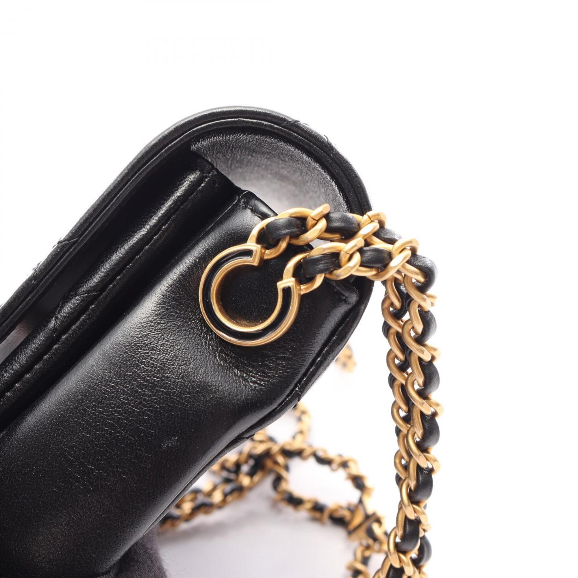 Chanel Black Leather Handbag Shoulder Bag (Pre-Owned)