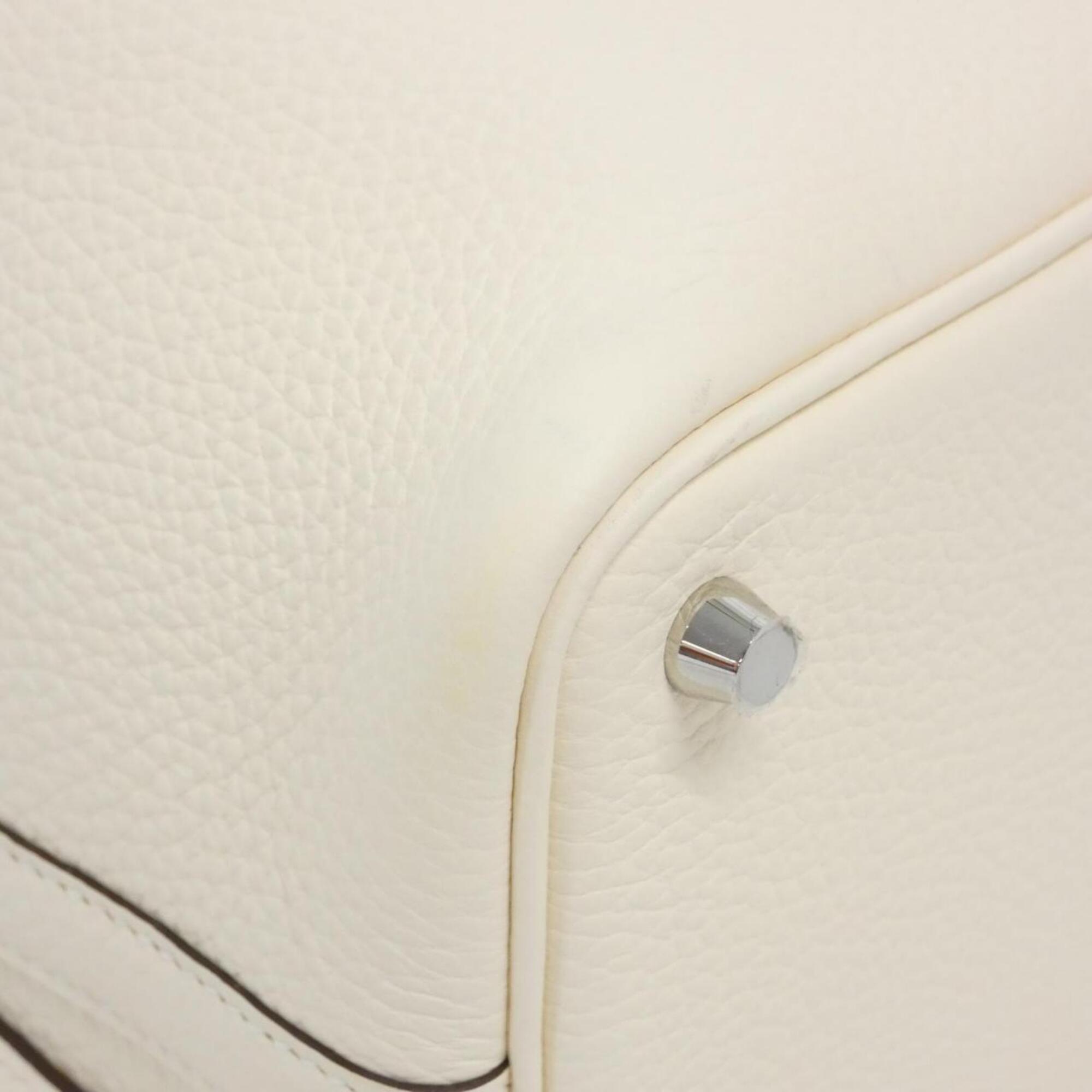 Hermes White Taurillon Clemence Leather Handbag (Pre-Owned)