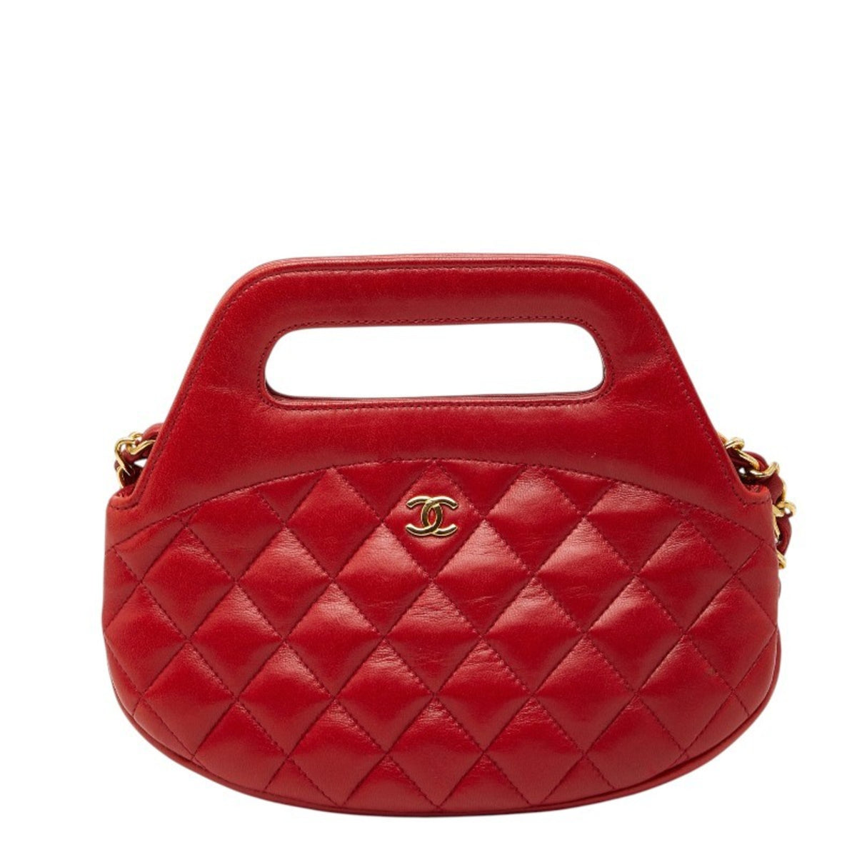 Chanel Red Color Leather Handbag Shoulder Bag (Pre-Owned)