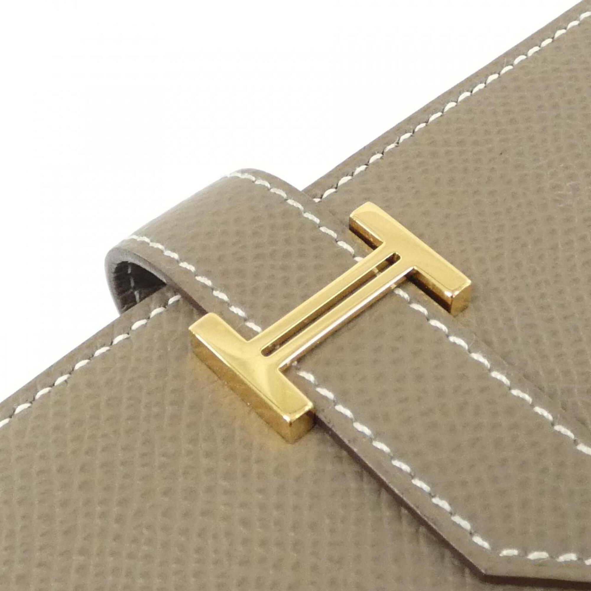 Hermes Bearn Etoupe Gray Soufre Epsom Leather Long Wallet (Bi-Fold) (Pre-Owned)
