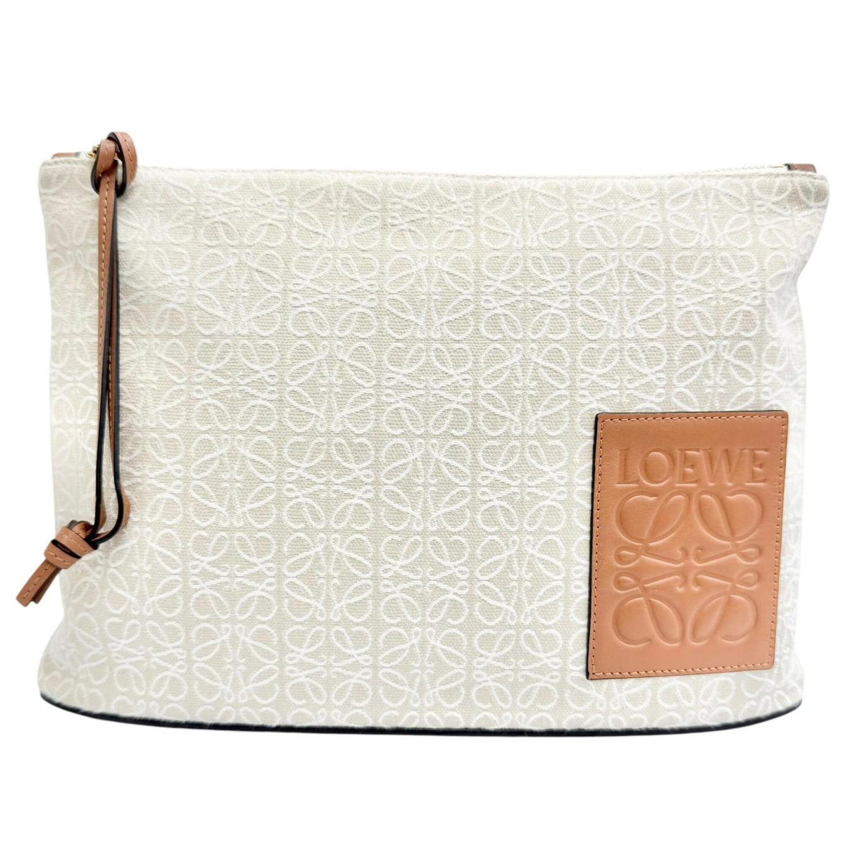 Loewe Beige Brown Leather Clutch Bag Pouch (Pre-Owned)