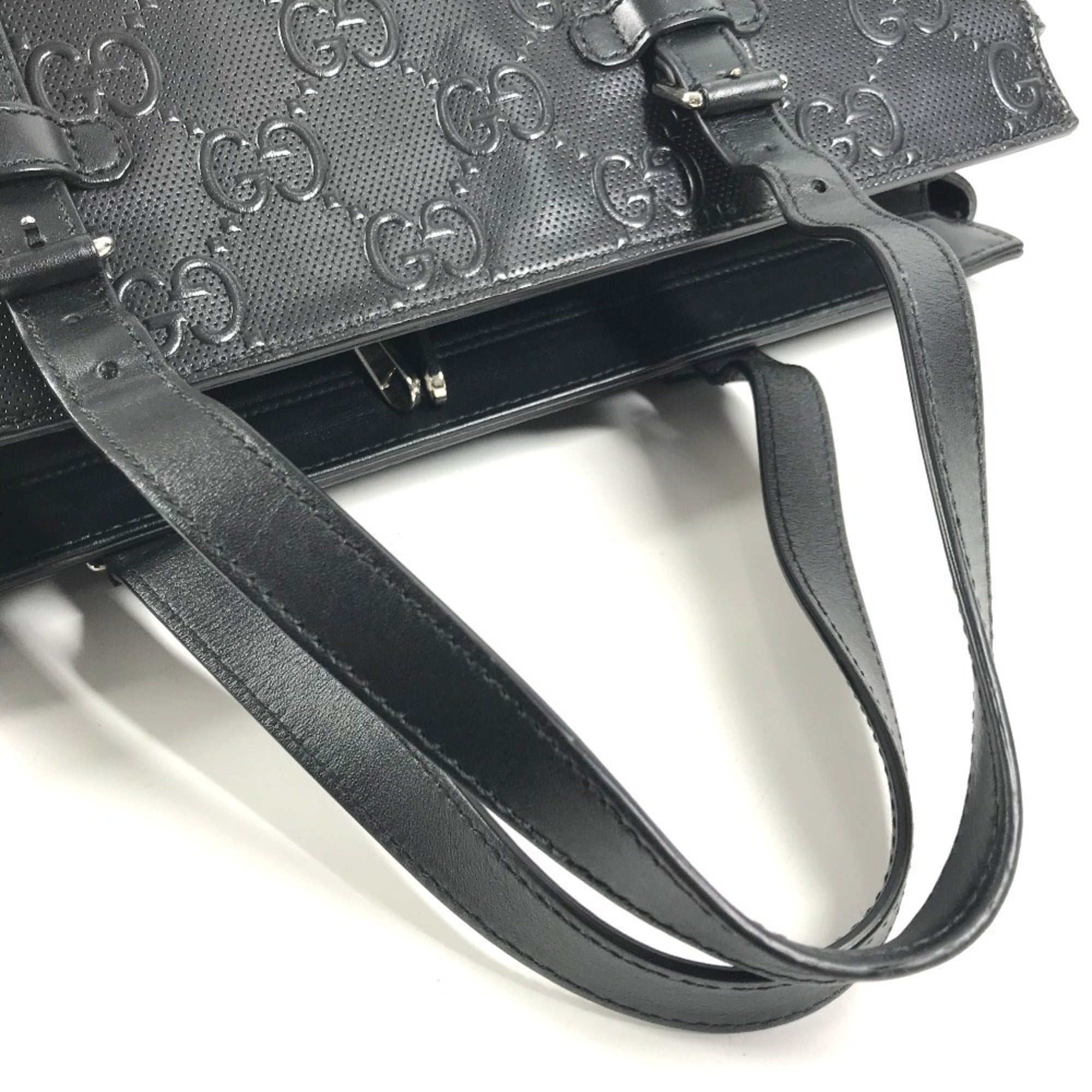 Gucci Black Leather Shoulder Bag Tote Bag (Pre-Owned)