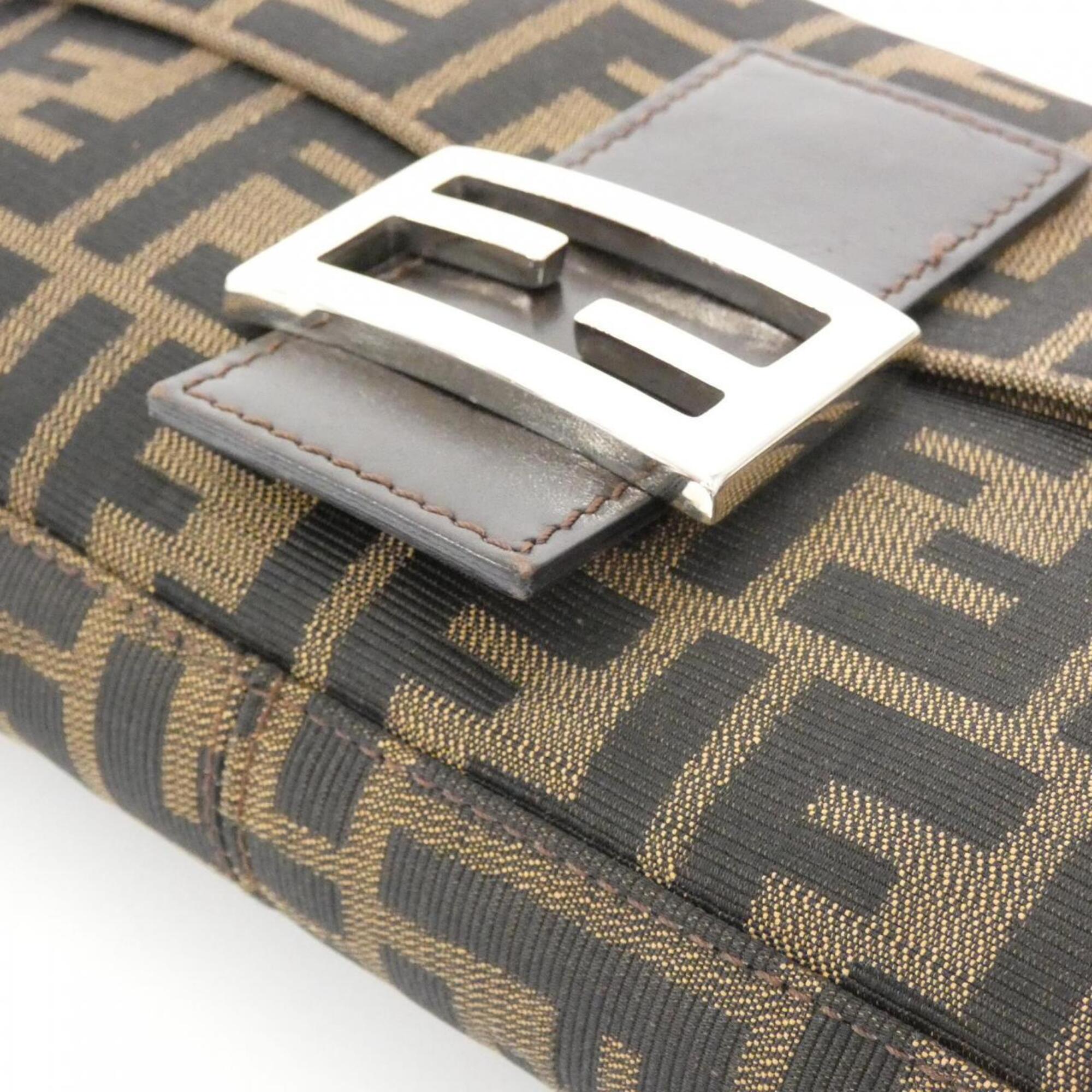 Fendi Baguette Brown Canvas Shoulder Bag (Pre-Owned)