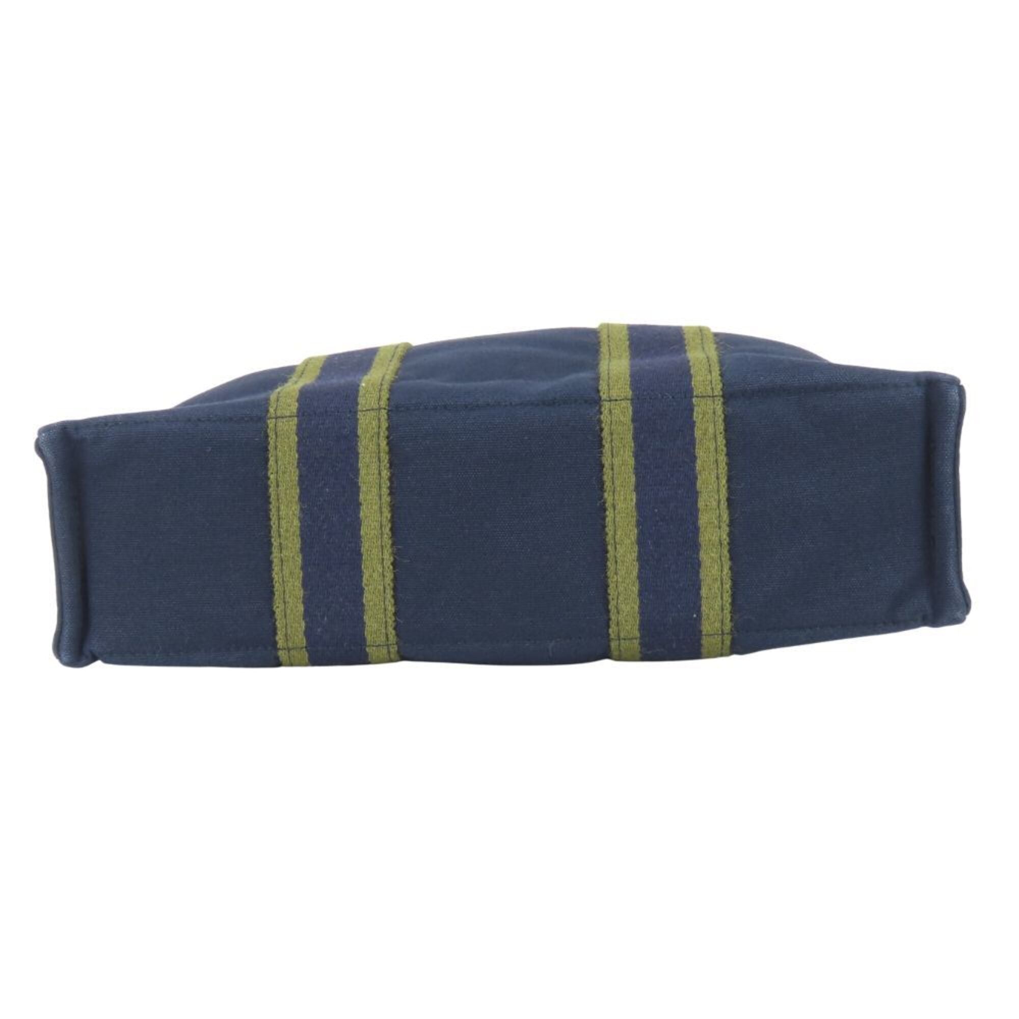 Hermes Navy Olive Canvas Tote Bag (Pre-Owned)