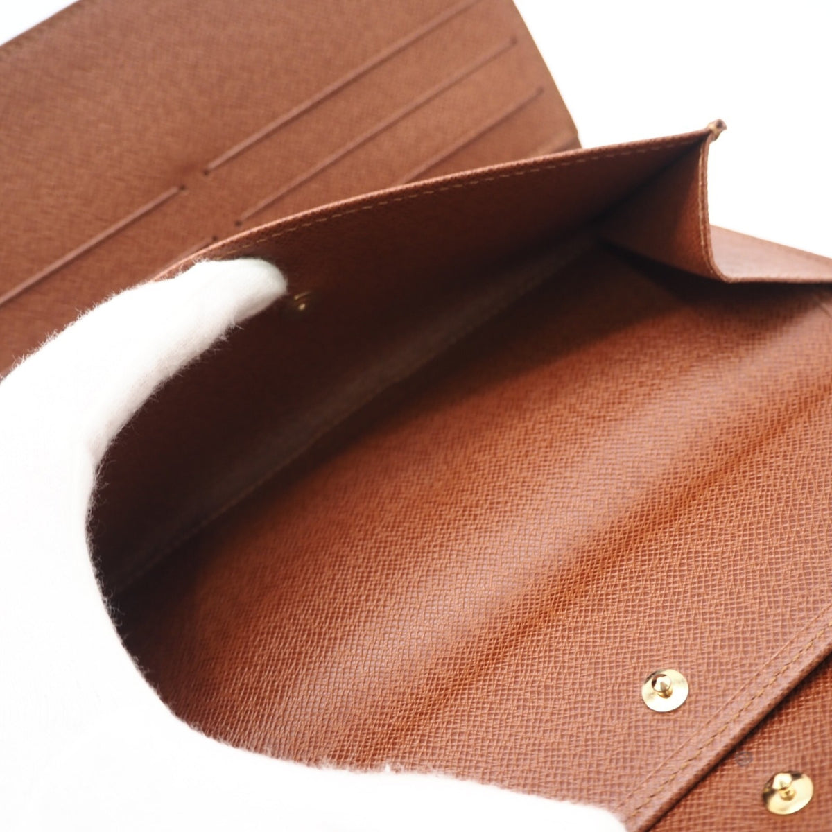 Louis Vuitton Beige Brown Coated Canvas Leather Long Wallet (Bi-Fold) (Pre-Owned)
