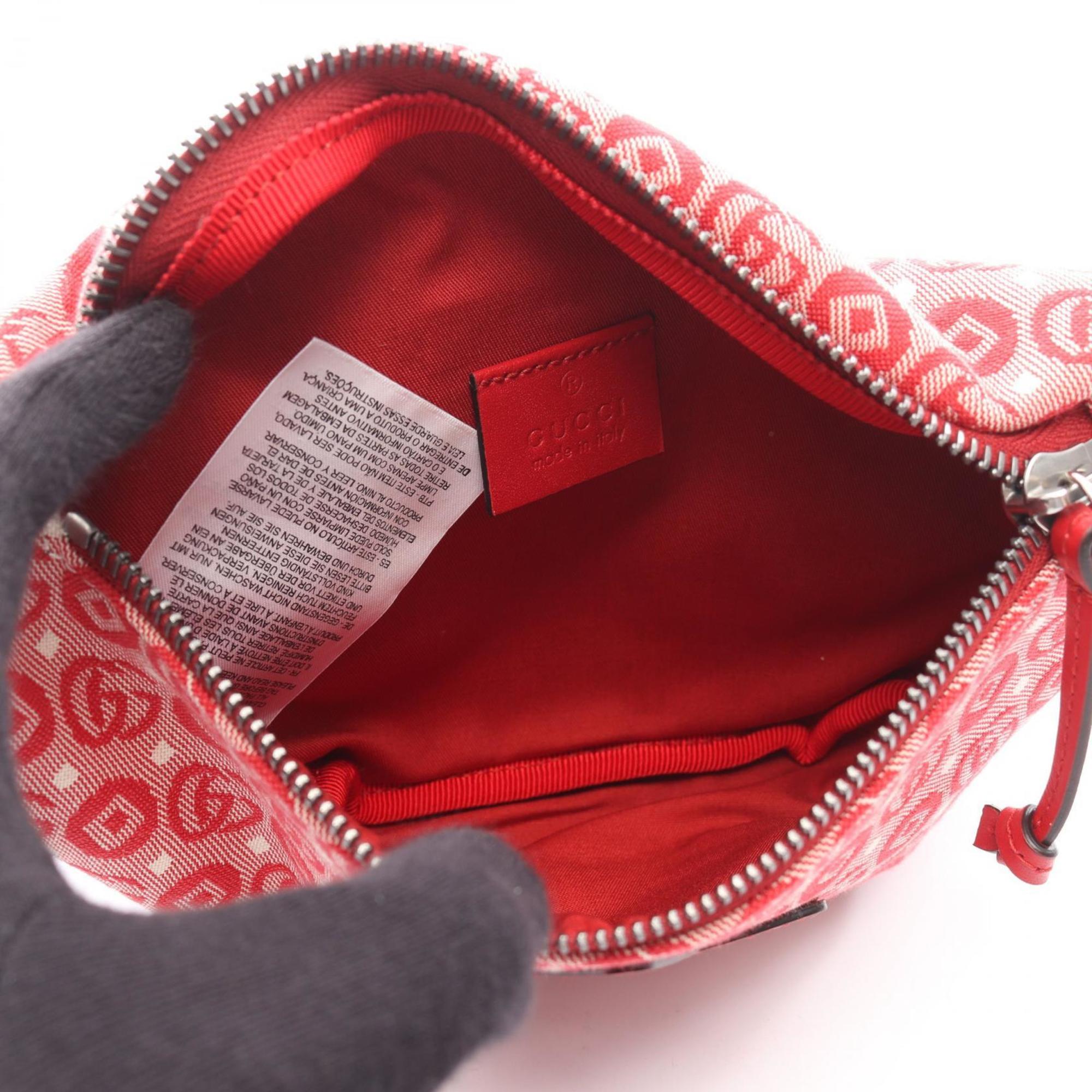 Gucci Red Color White Canvas Leather Fanny Pack (Pre-Owned)