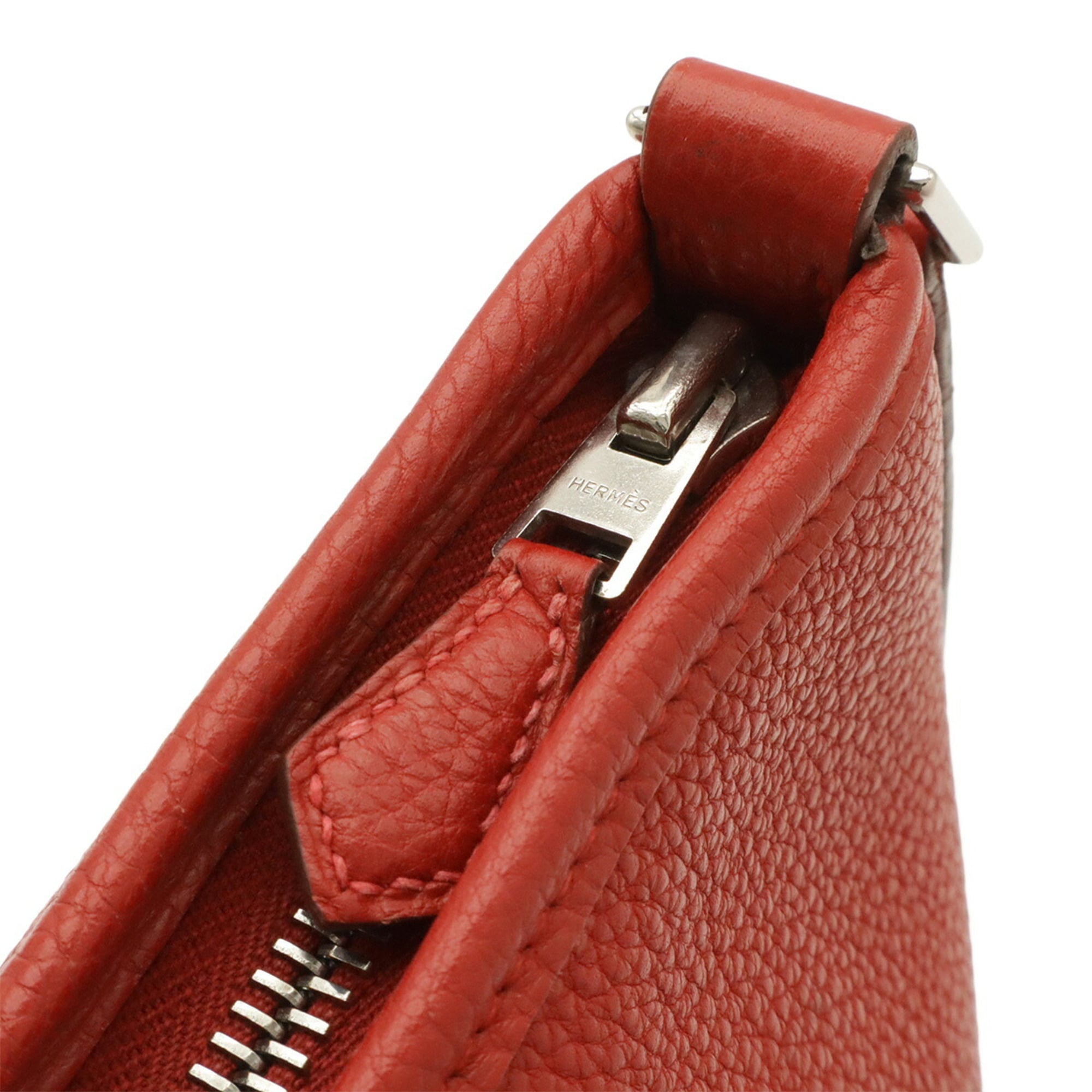 Hermes Rouge Vif White Togo Leather Shoulder Bag (Pre-Owned)
