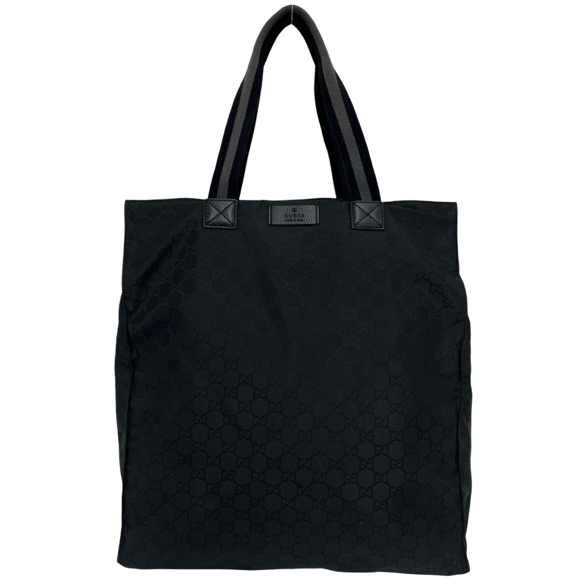 Gucci Black Nylon Leather Handbag Shoulder Bag Tote Bag (Pre-Owned)