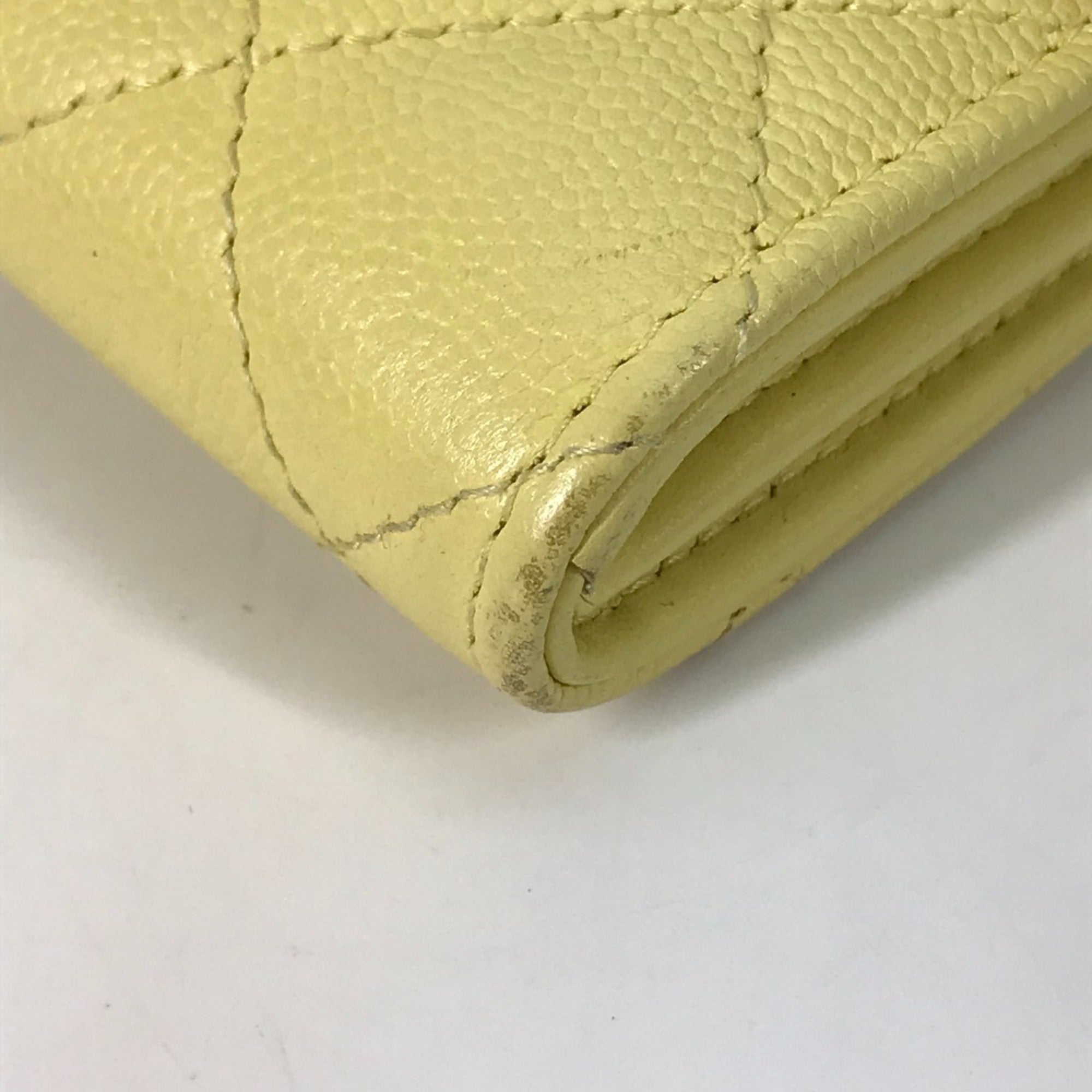 Chanel Yellow Grained Calfskin Long Wallet (Bi-Fold) (Pre-Owned)