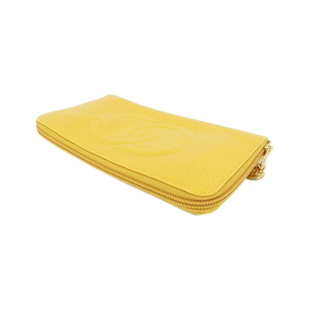 Chanel Yellow Grained Calfskin Long Wallet (Bi-Fold) (Pre-Owned)