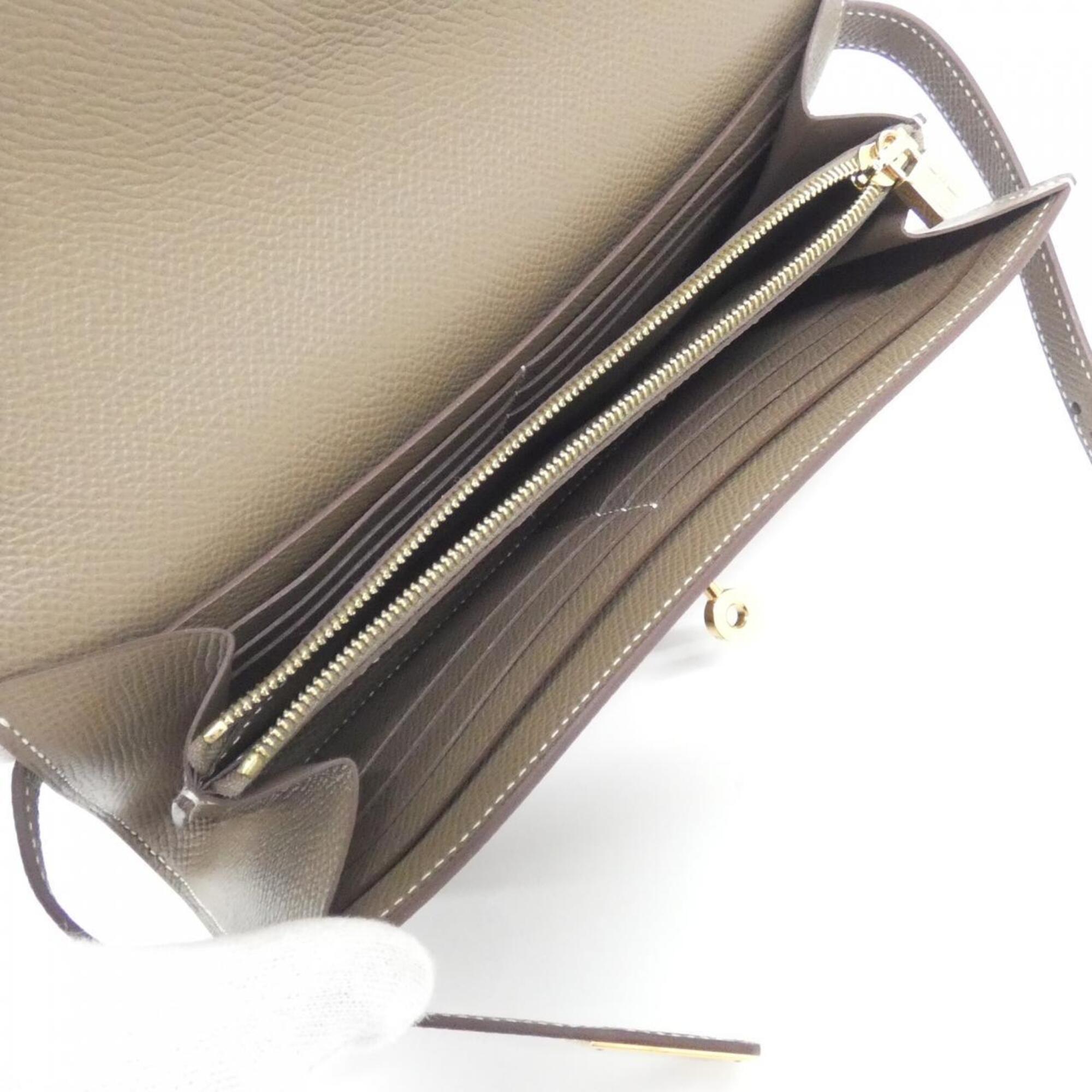 Hermes Etoupe Gray Epsom Leather Long Wallet (Bi-Fold) (Pre-Owned)