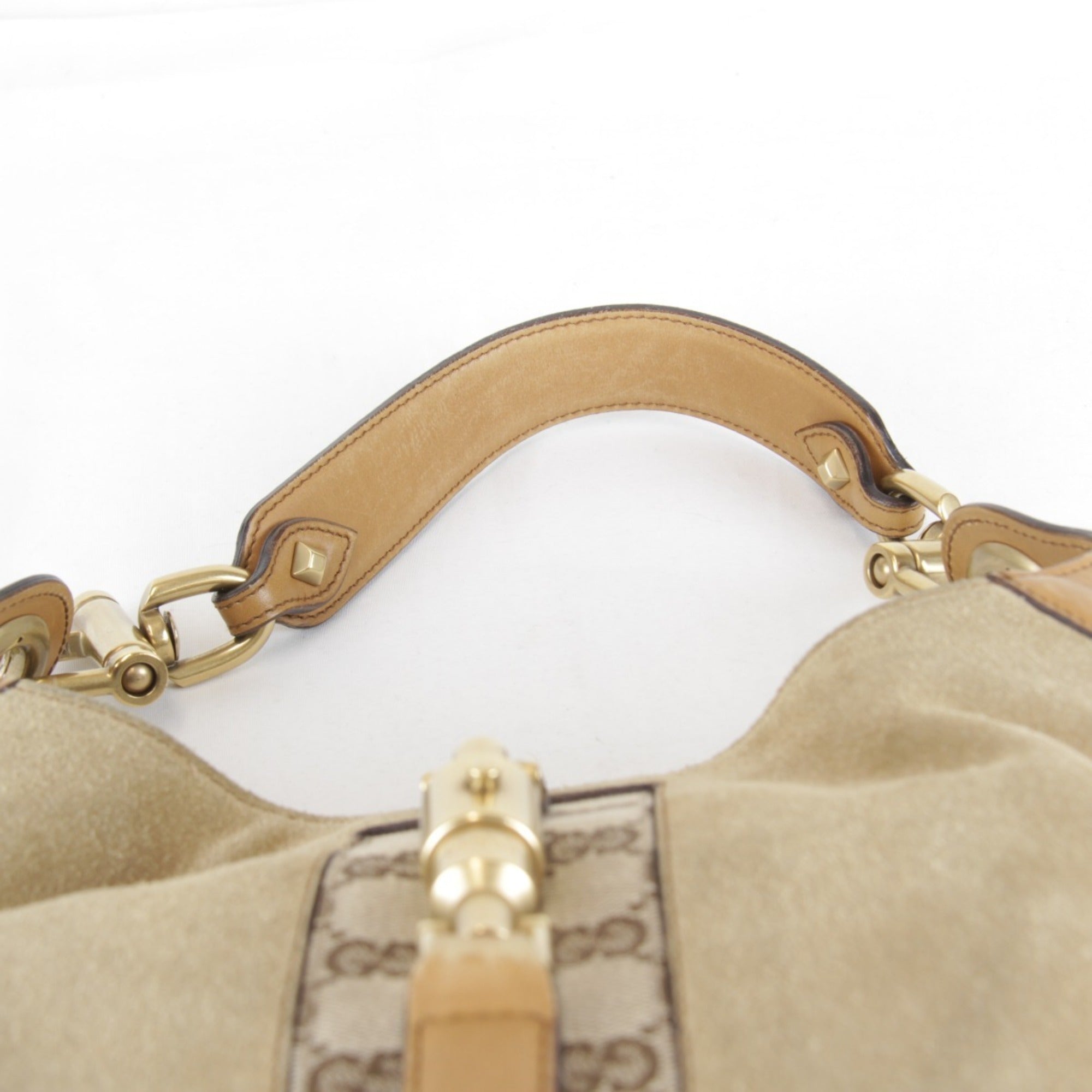 Gucci New Jackie Beige Suede Leather Handbag (Pre-Owned)