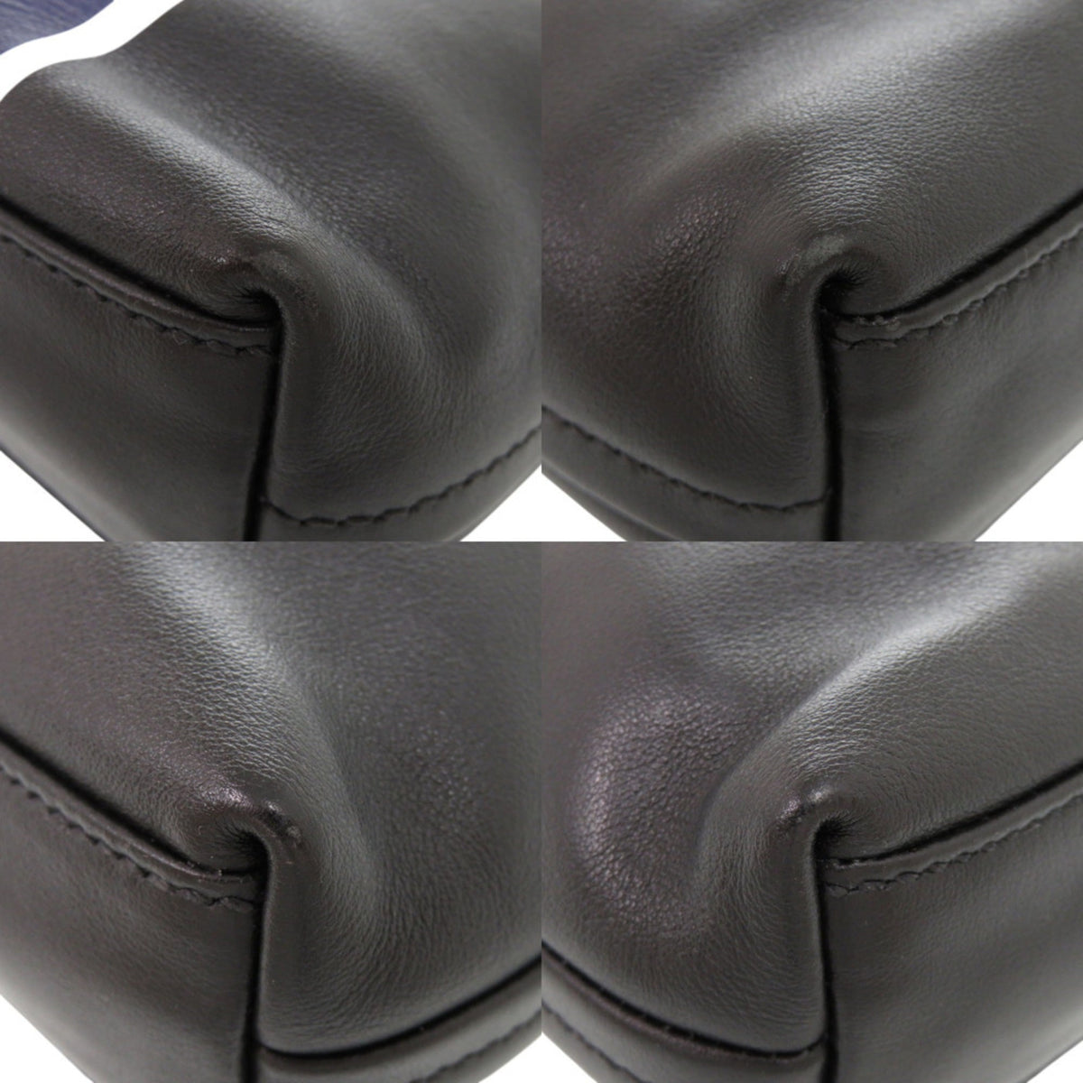 Prada Black Blue Leather Shoulder Bag (Pre-Owned)