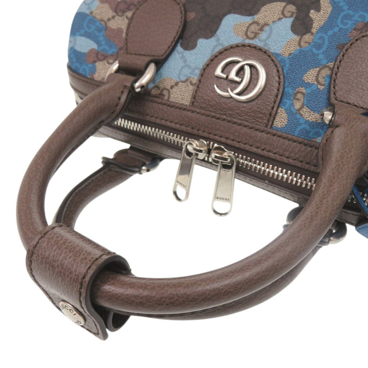 Gucci Blue Brown Pvc Leather Handbag Shoulder Bag (Pre-Owned)