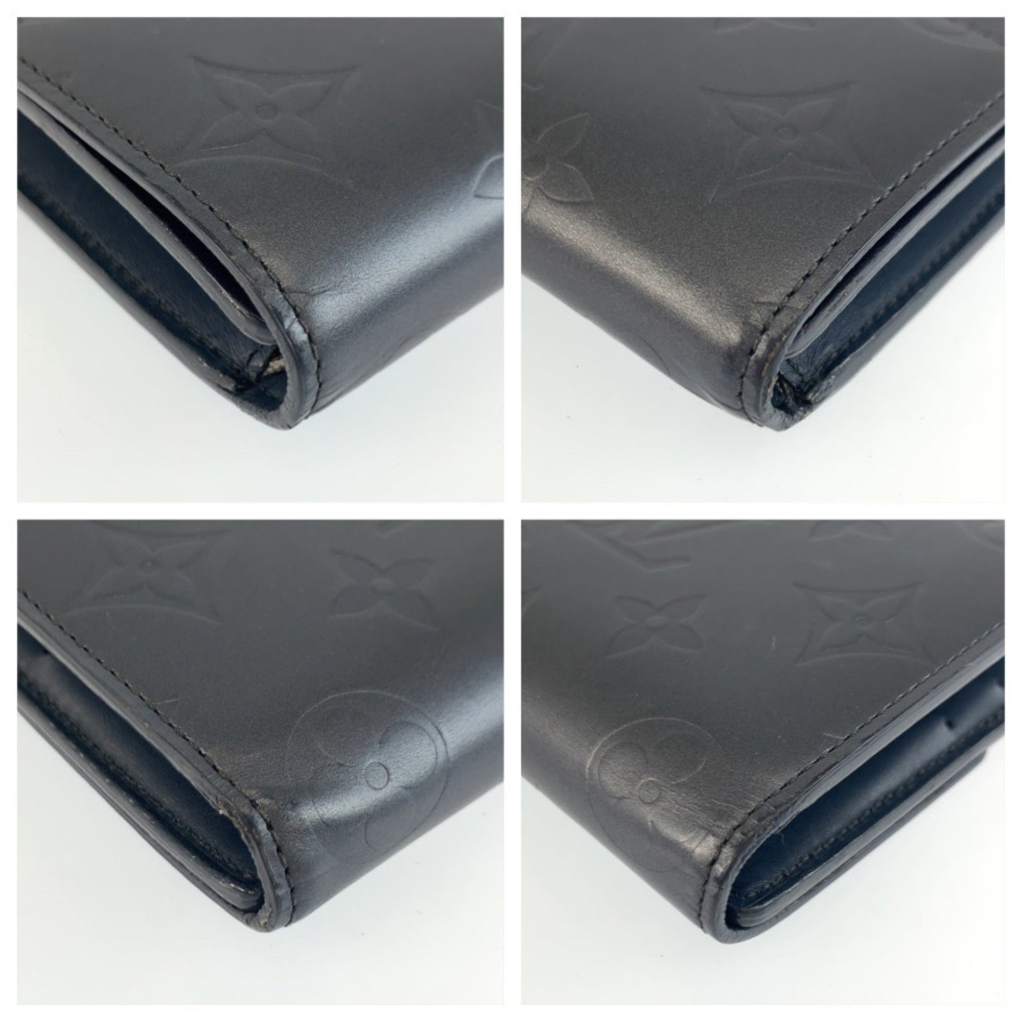 Louis Vuitton Navy Monogram Mat Long Wallet (Tri-Fold) (Pre-Owned)