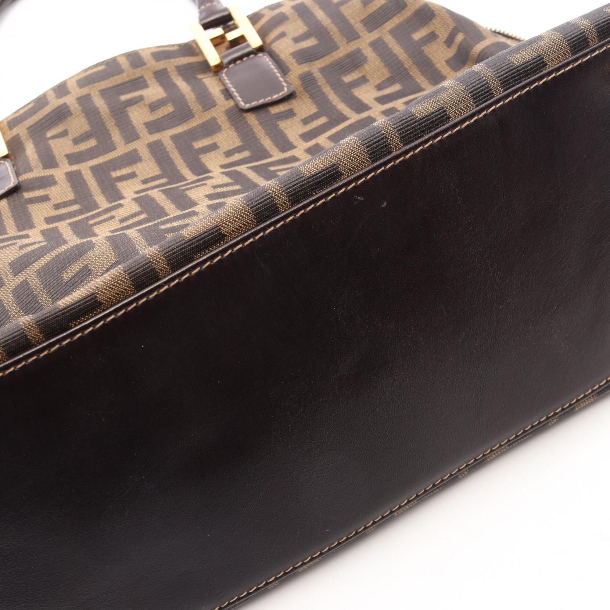 Fendi Brown Canvas Leather Handbag (Pre-Owned)