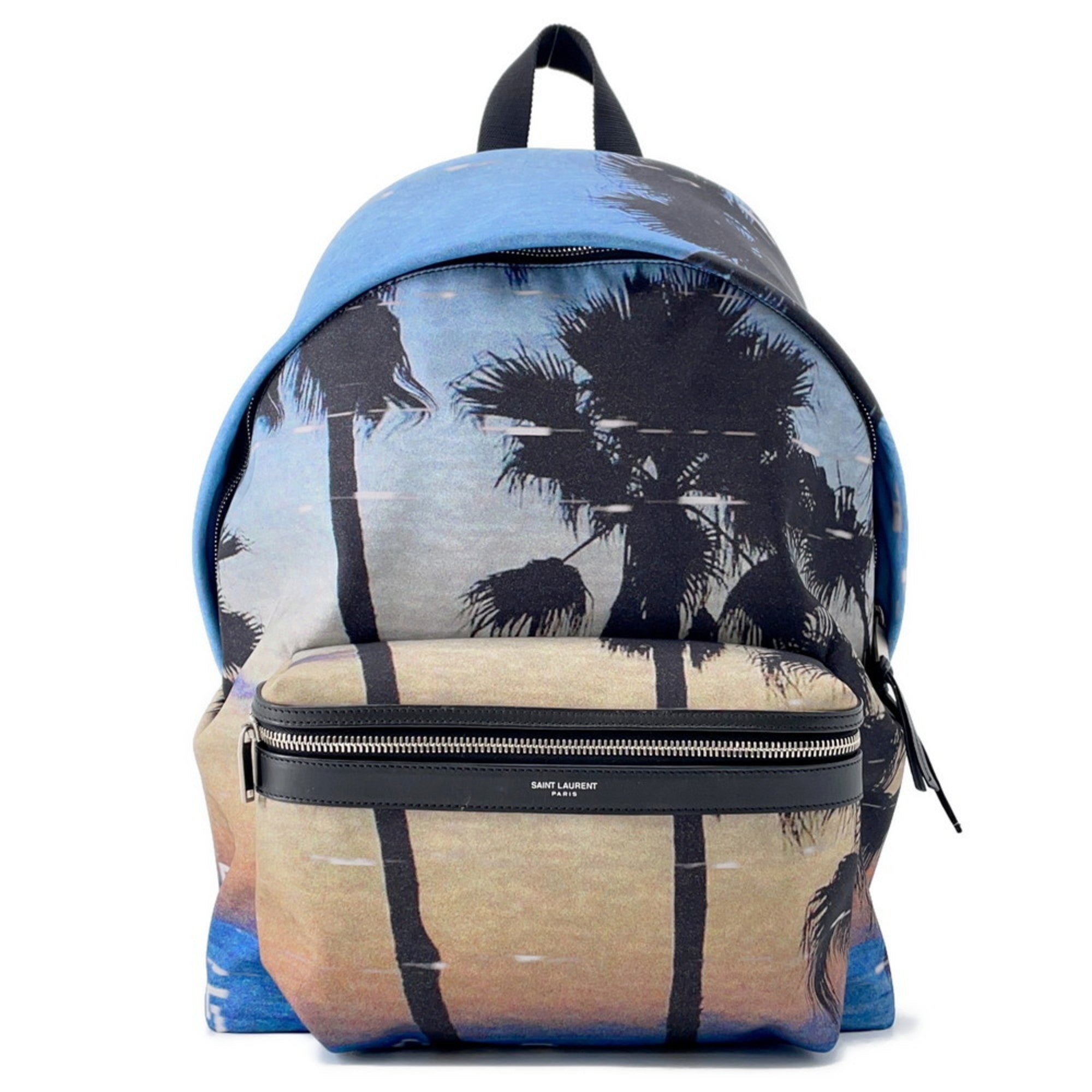 Saint Laurent Blue Nylon Leather Backpack (Pre-Owned)