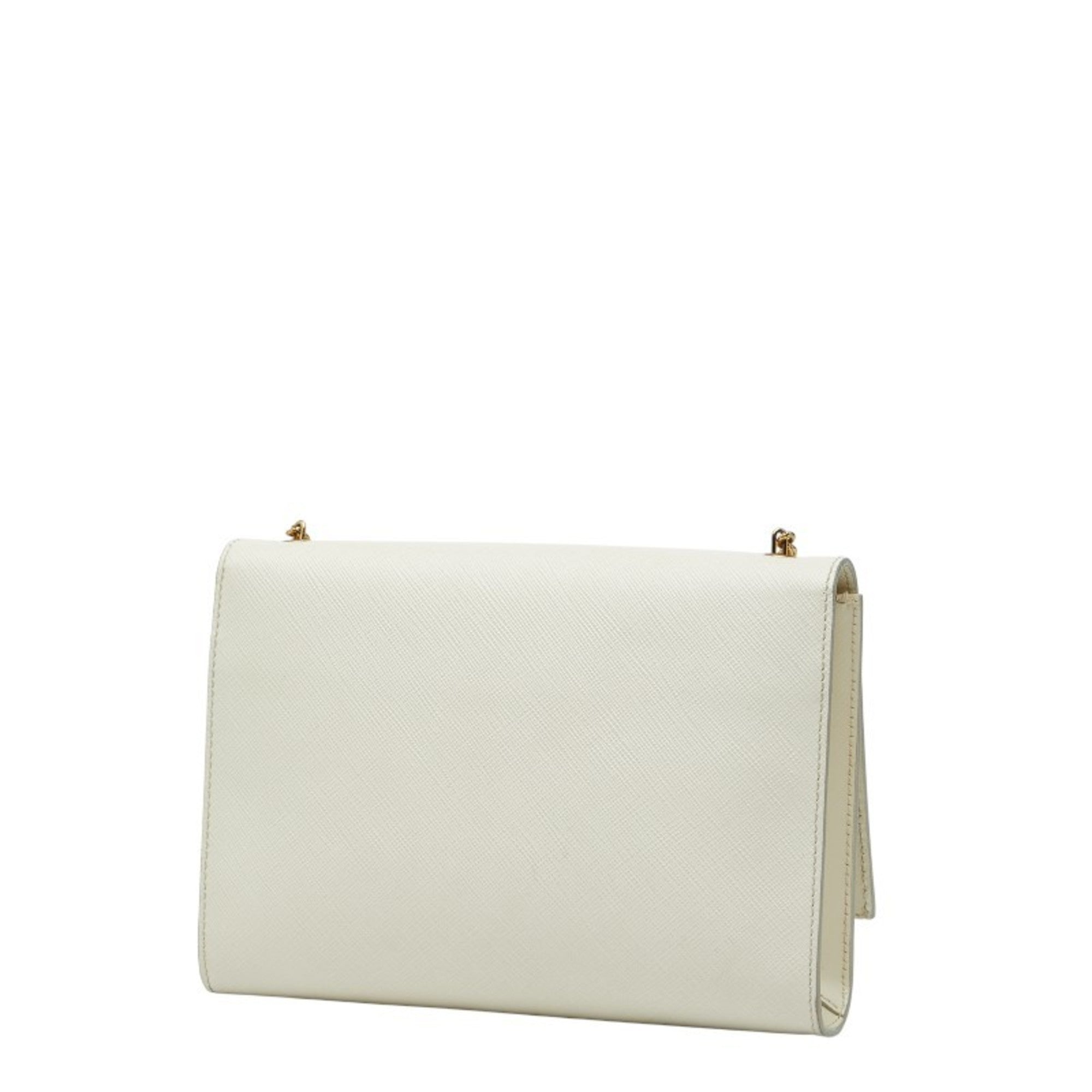 Salvatore Ferragamo Off-White White Leather Shoulder Bag (Pre-Owned)