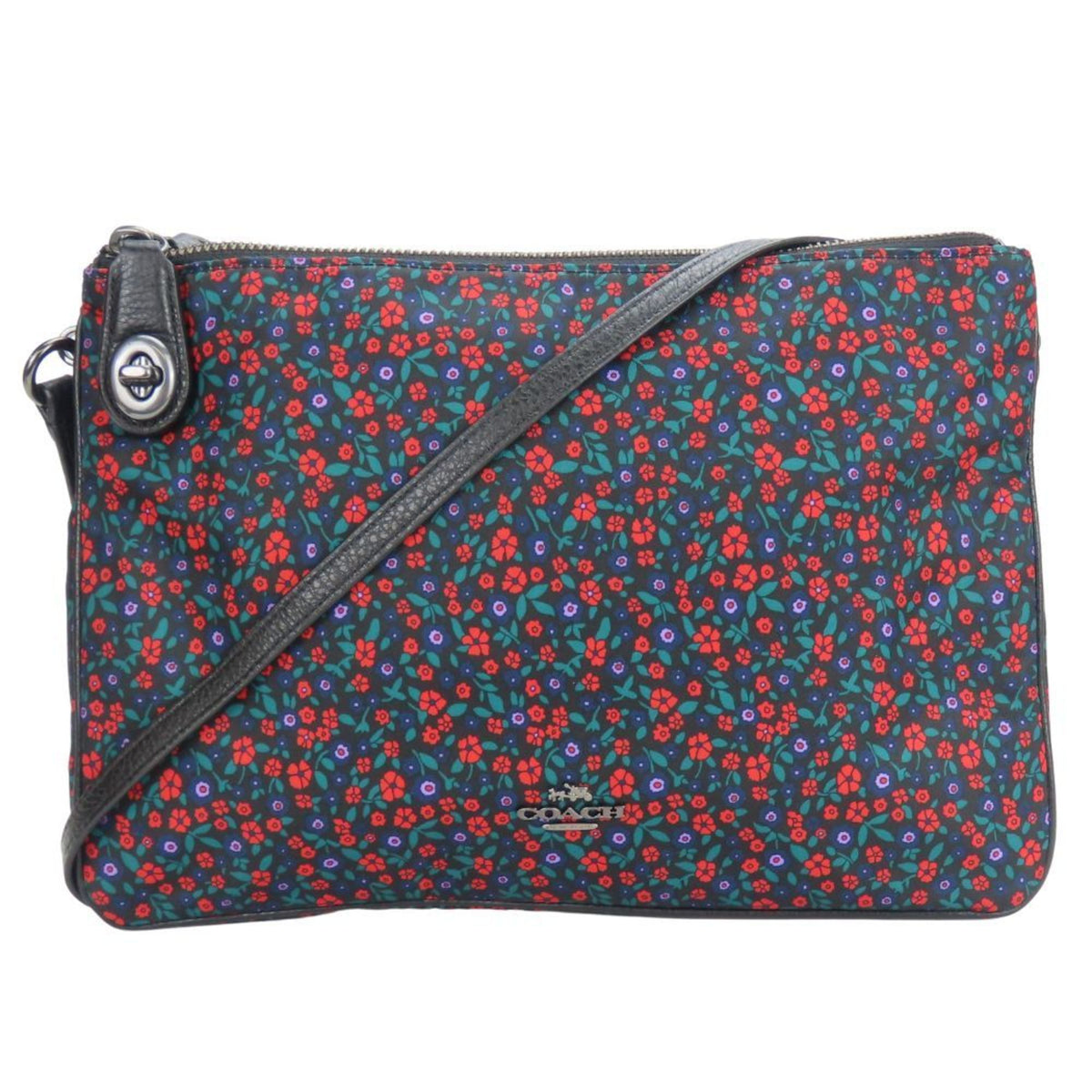 Coach Black Multi-Color Nylon Leather Shoulder Bag (Pre-Owned)