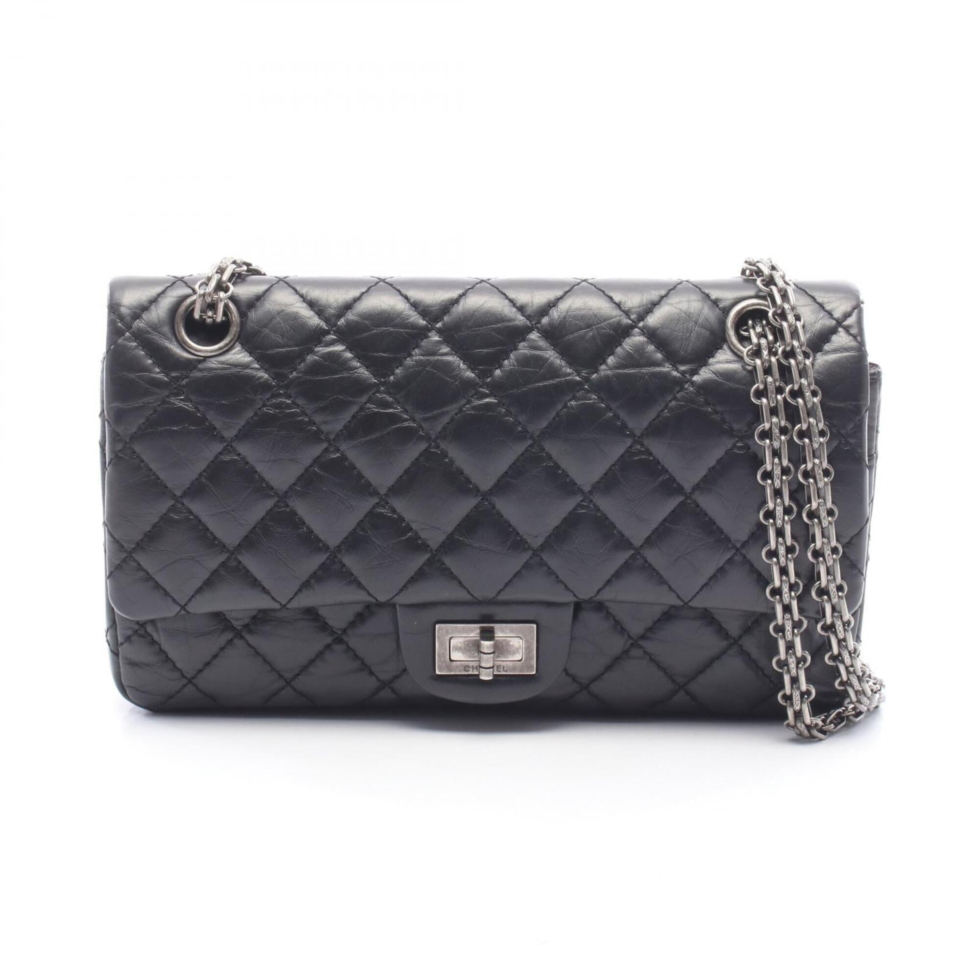 Chanel 2.55 Black Leather Shoulder Bag (Pre-Owned)
