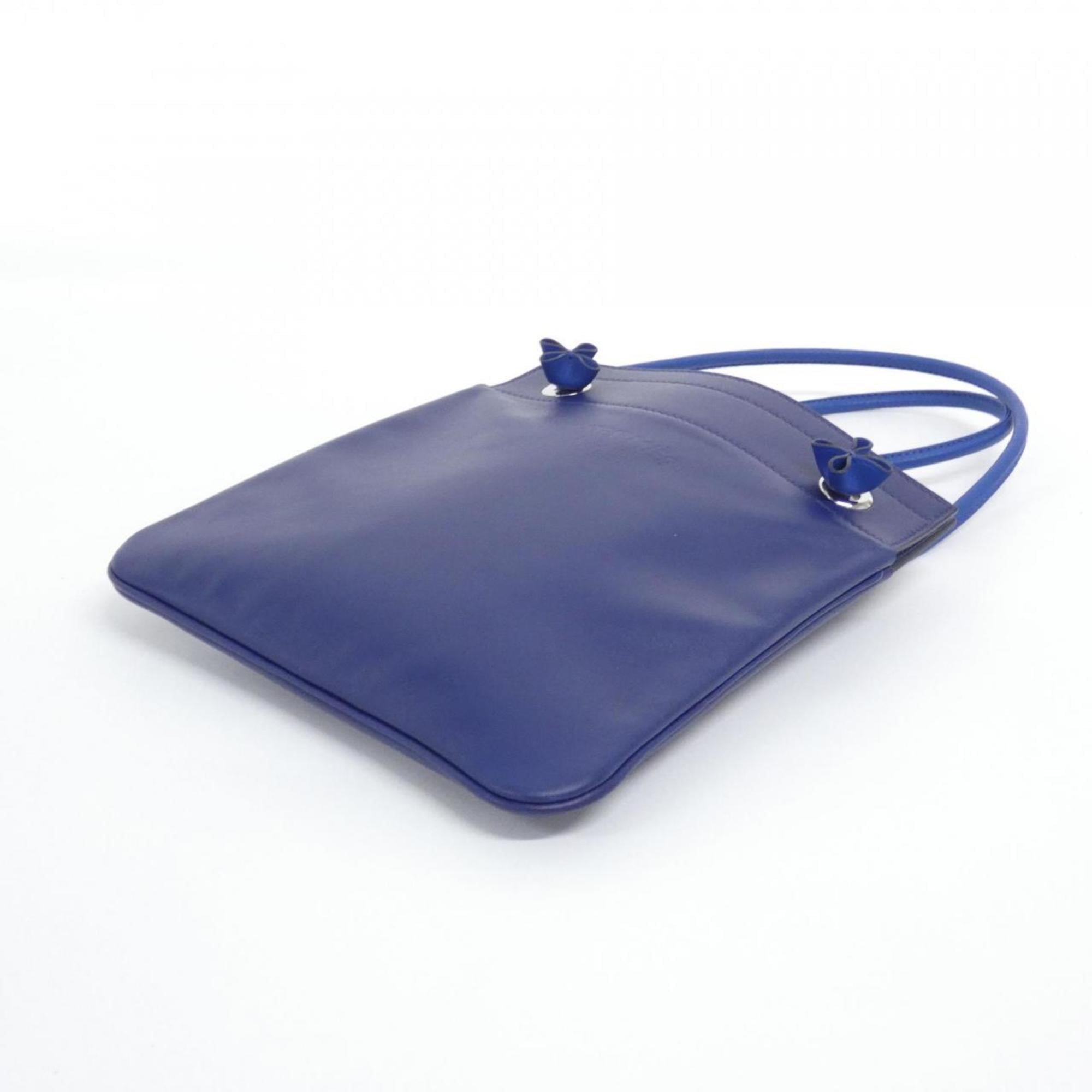 Hermes Blue Agneau Milo Shoulder Bag (Pre-Owned)