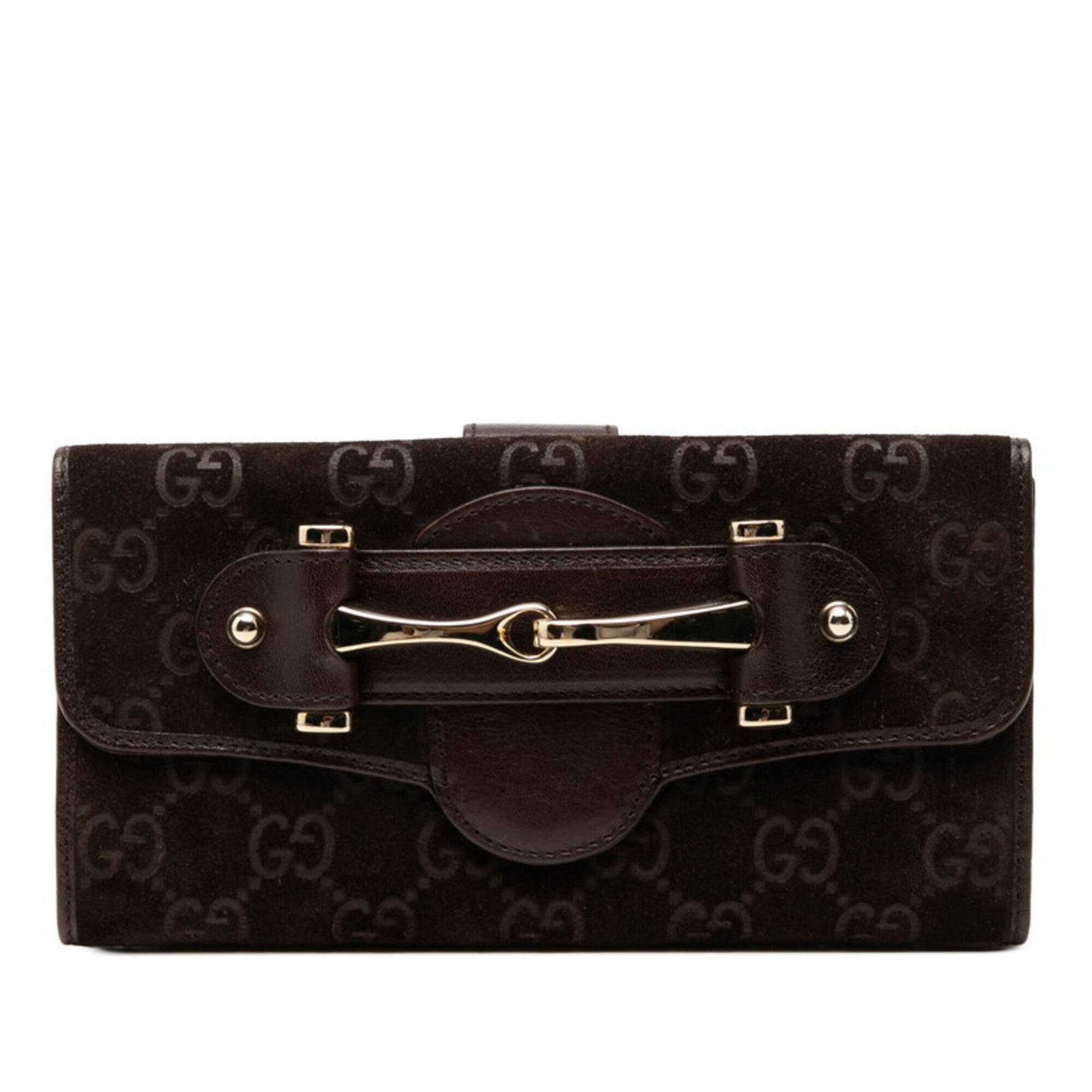 Gucci Brown Suede Leather Long Wallet (Bi-Fold) (Pre-Owned)